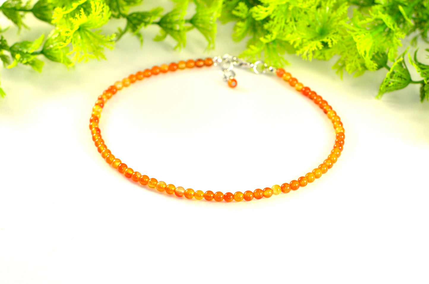 4mm Carnelian Crystal Choker Necklace for women.