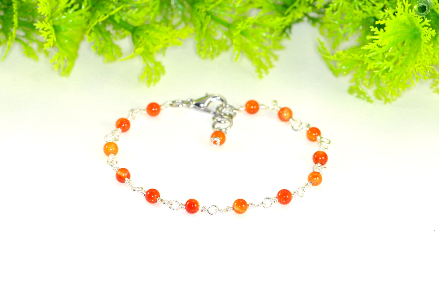 4mm Carnelian Link Anklet with clasp.