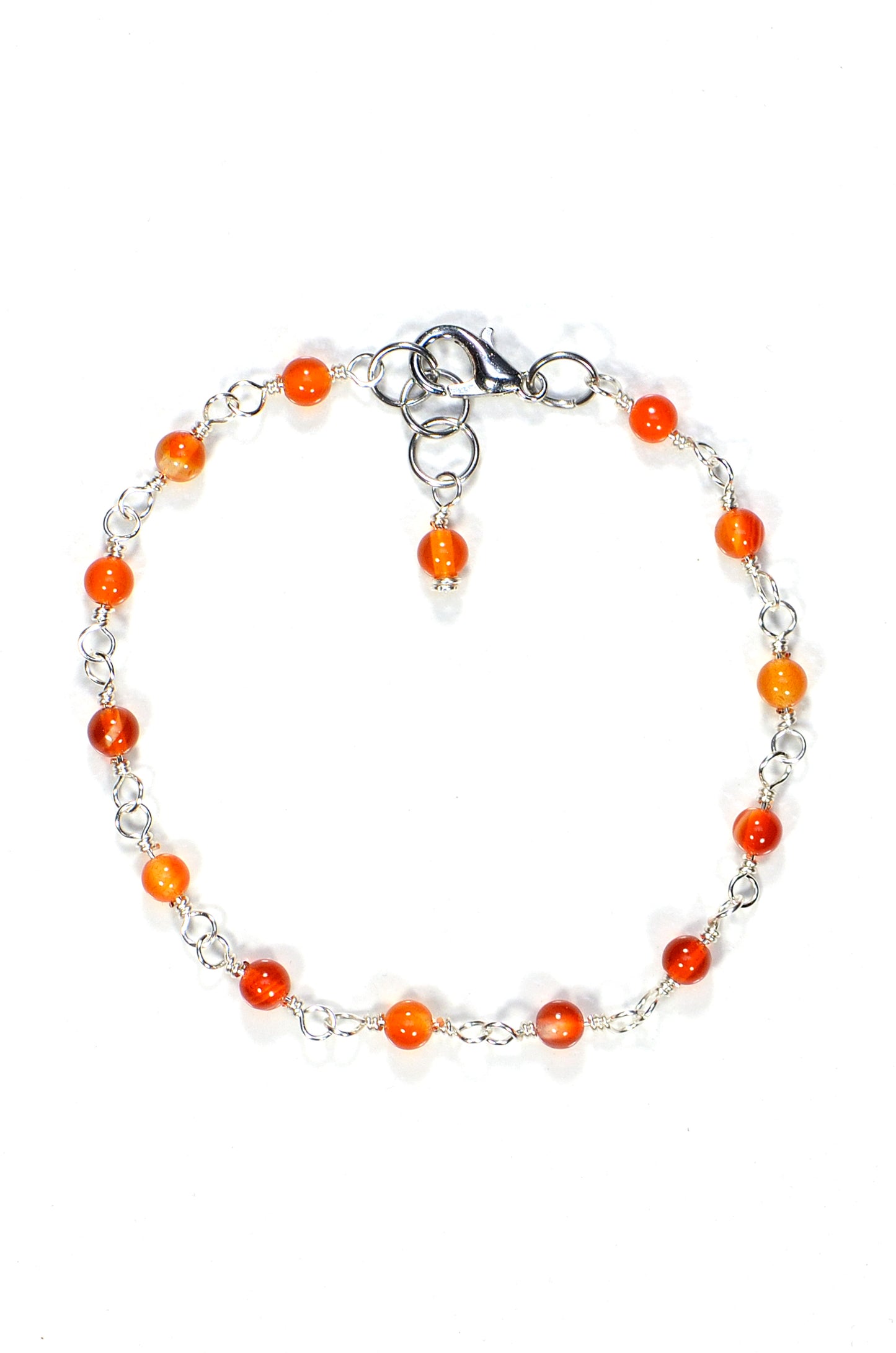 Top view of 4mm Carnelian Link Anklet.