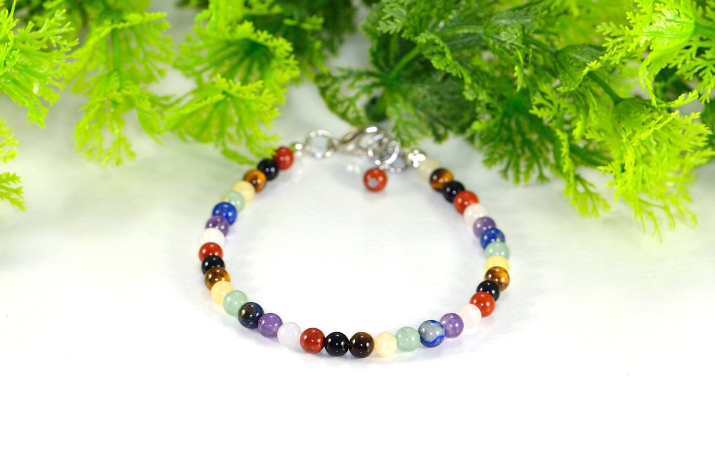 4mm Chakra Gemstone Anklet for women.