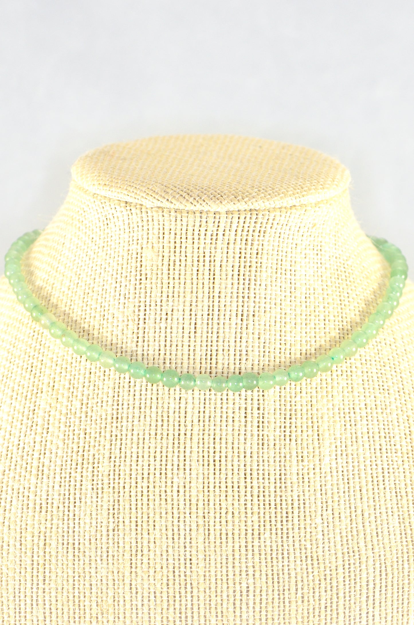 Close up of 4mm Green Aventurine Crystal Choker Necklace.