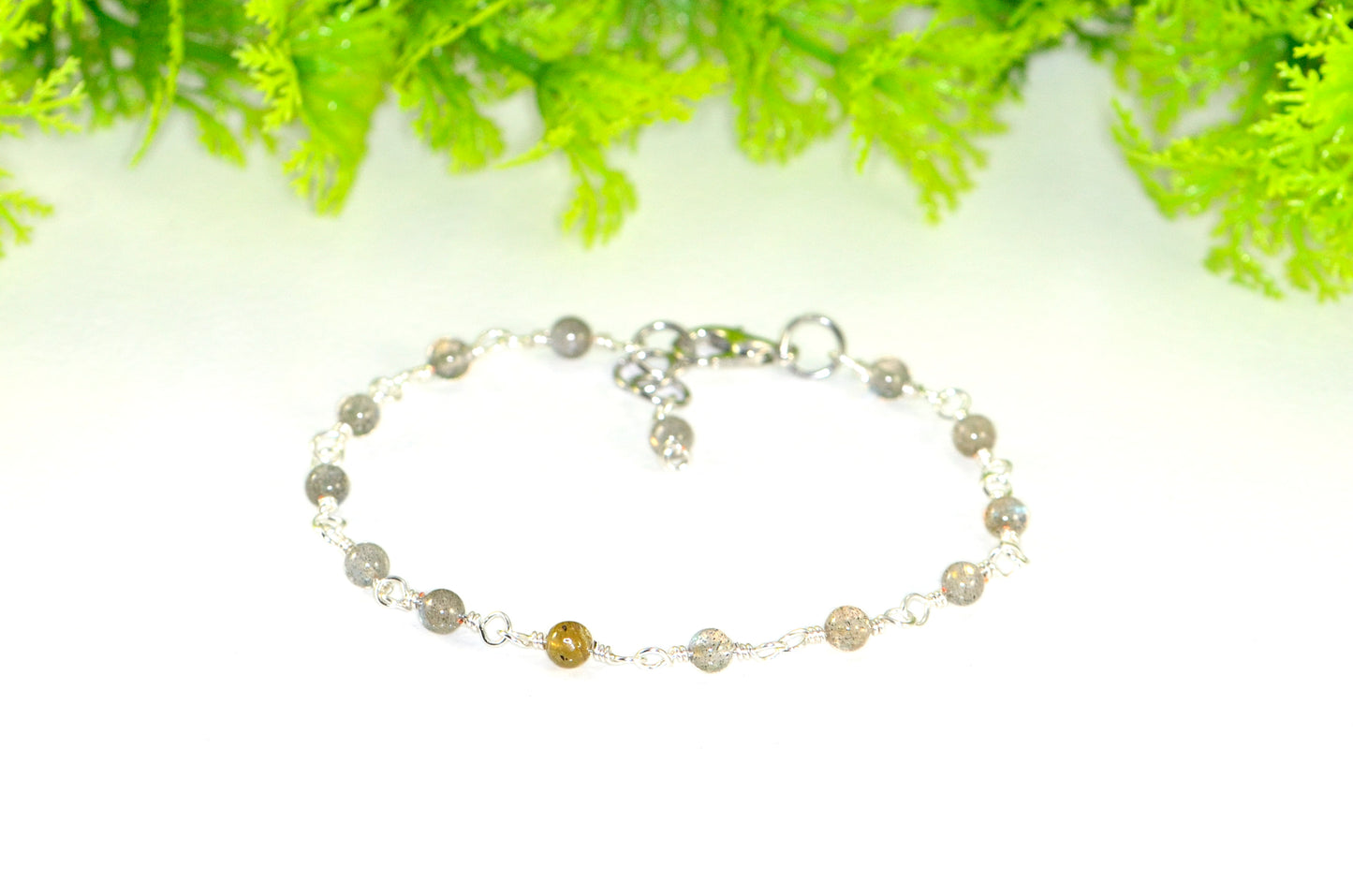 4mm Labradorite Link Chain Anklet with clasp.