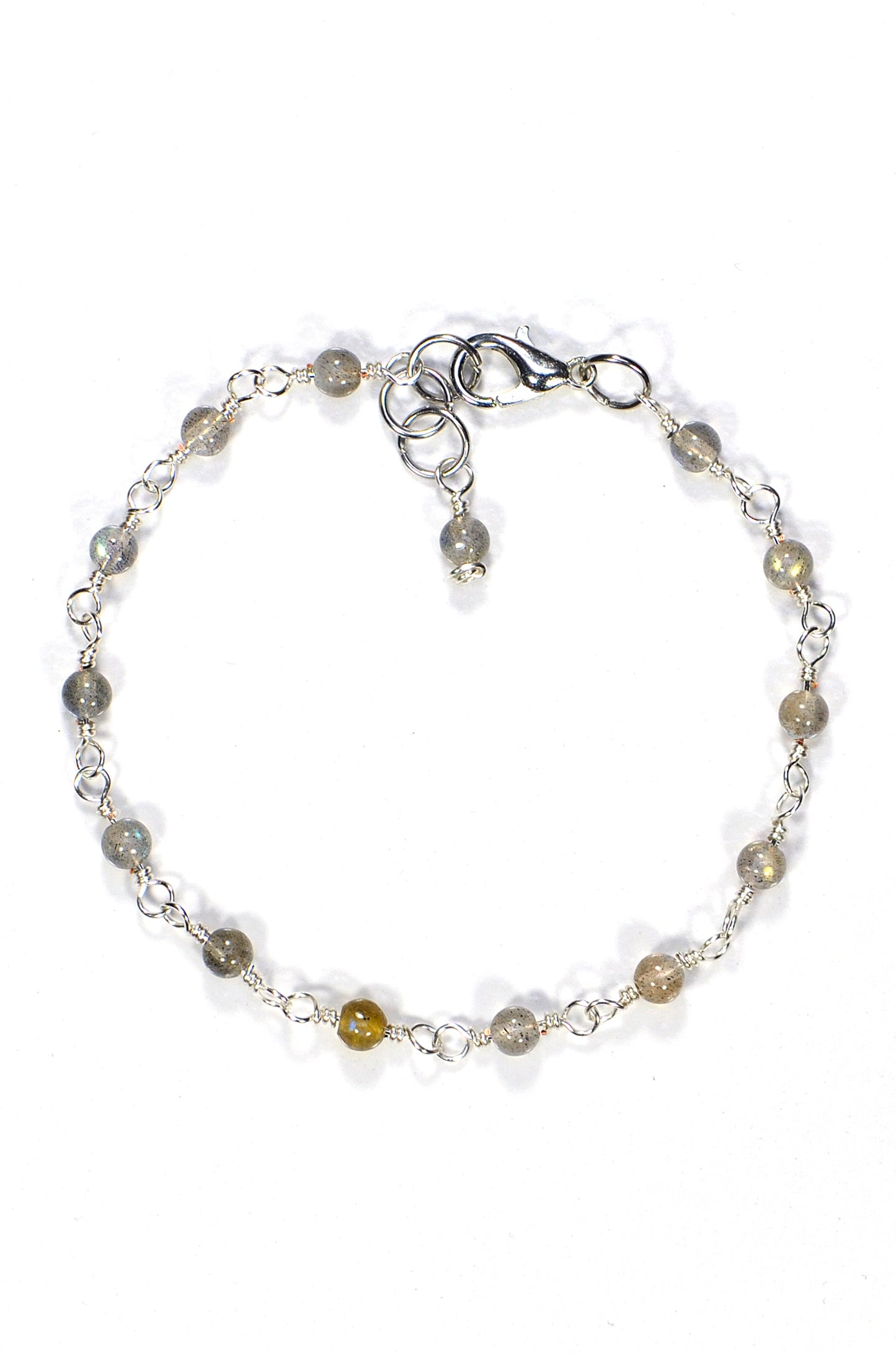 Top view of 4mm Labradorite Link Chain Anklet.