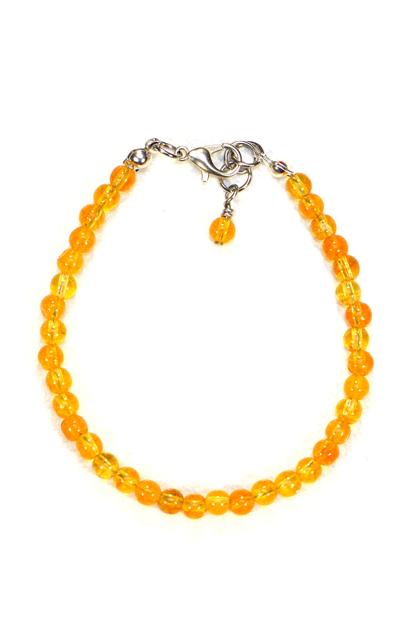 Top view of 4mm Natural Citrine Anklet.