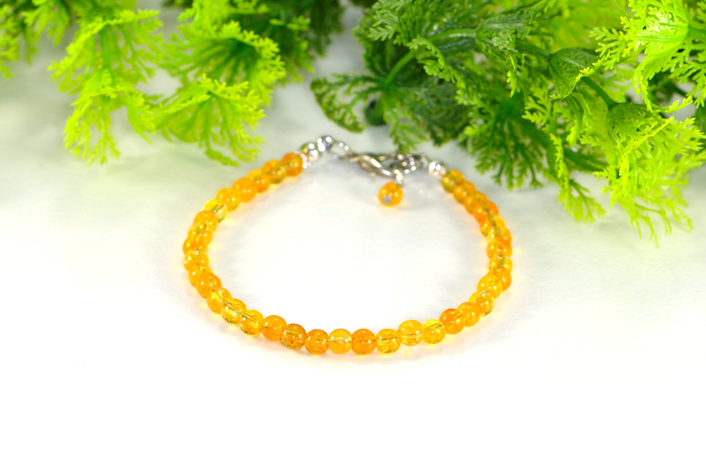 4mm Natural Citrine Anklet for women.