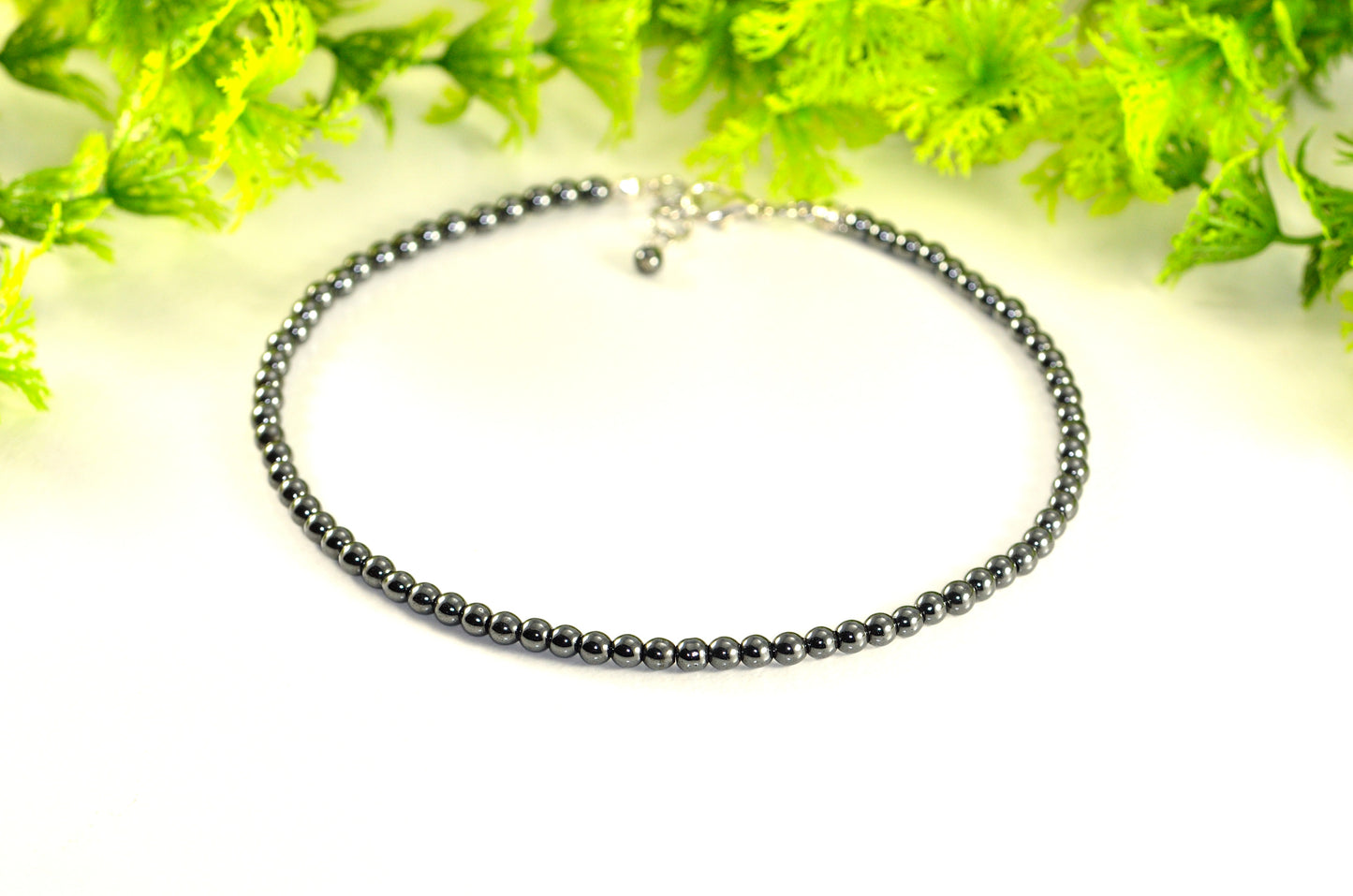 4mm Natural Hematite Choker Necklace for women.