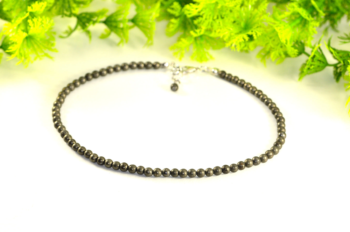 4mm Natural Pyrite Crystal Choker Necklace for women/men