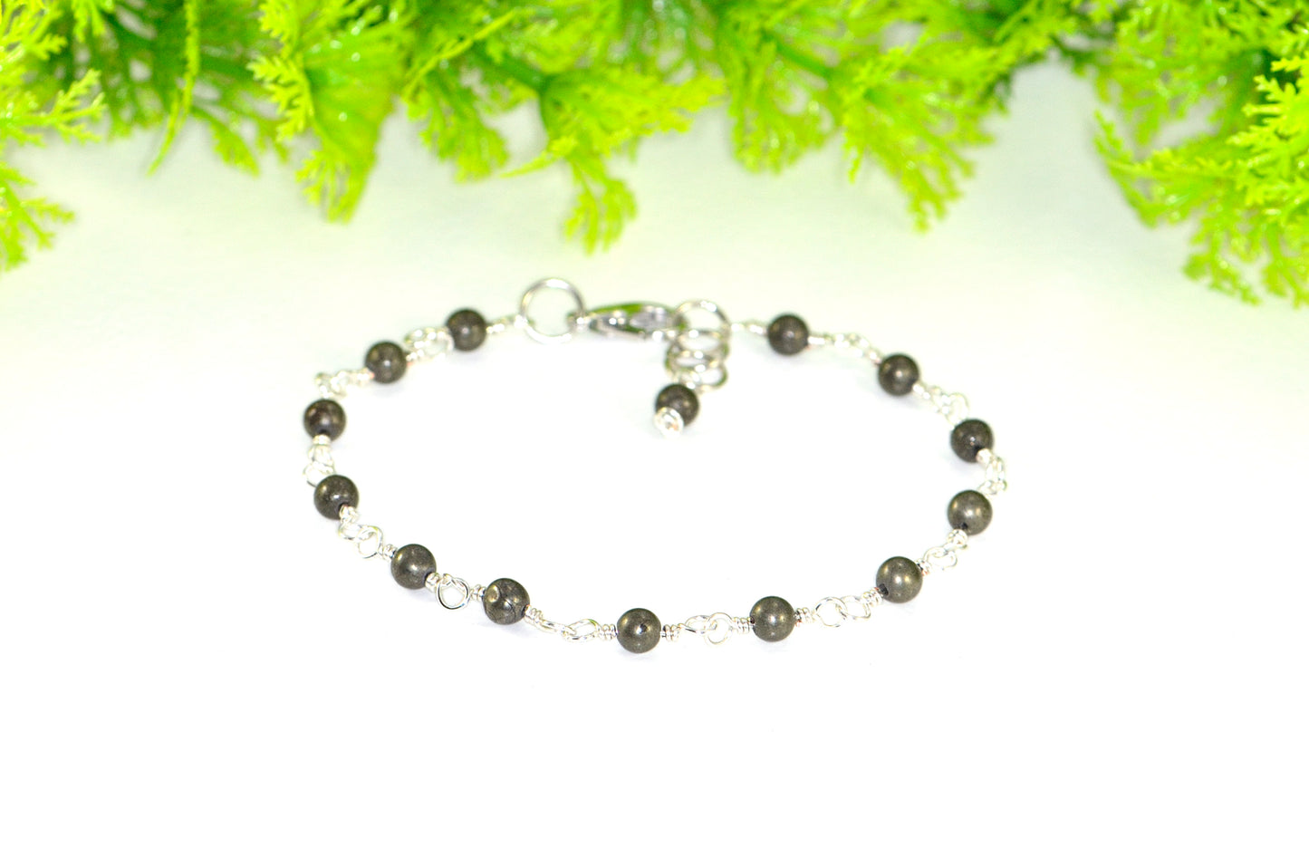 4mm Natural Pyrite Link Anklet with Clasp.