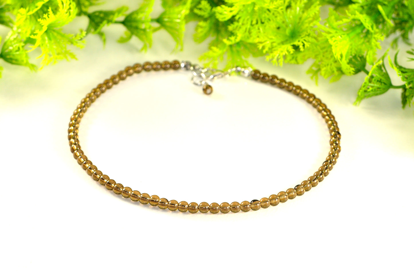 4mm Smokey Quartz Crystal Choker Necklace for women/men.