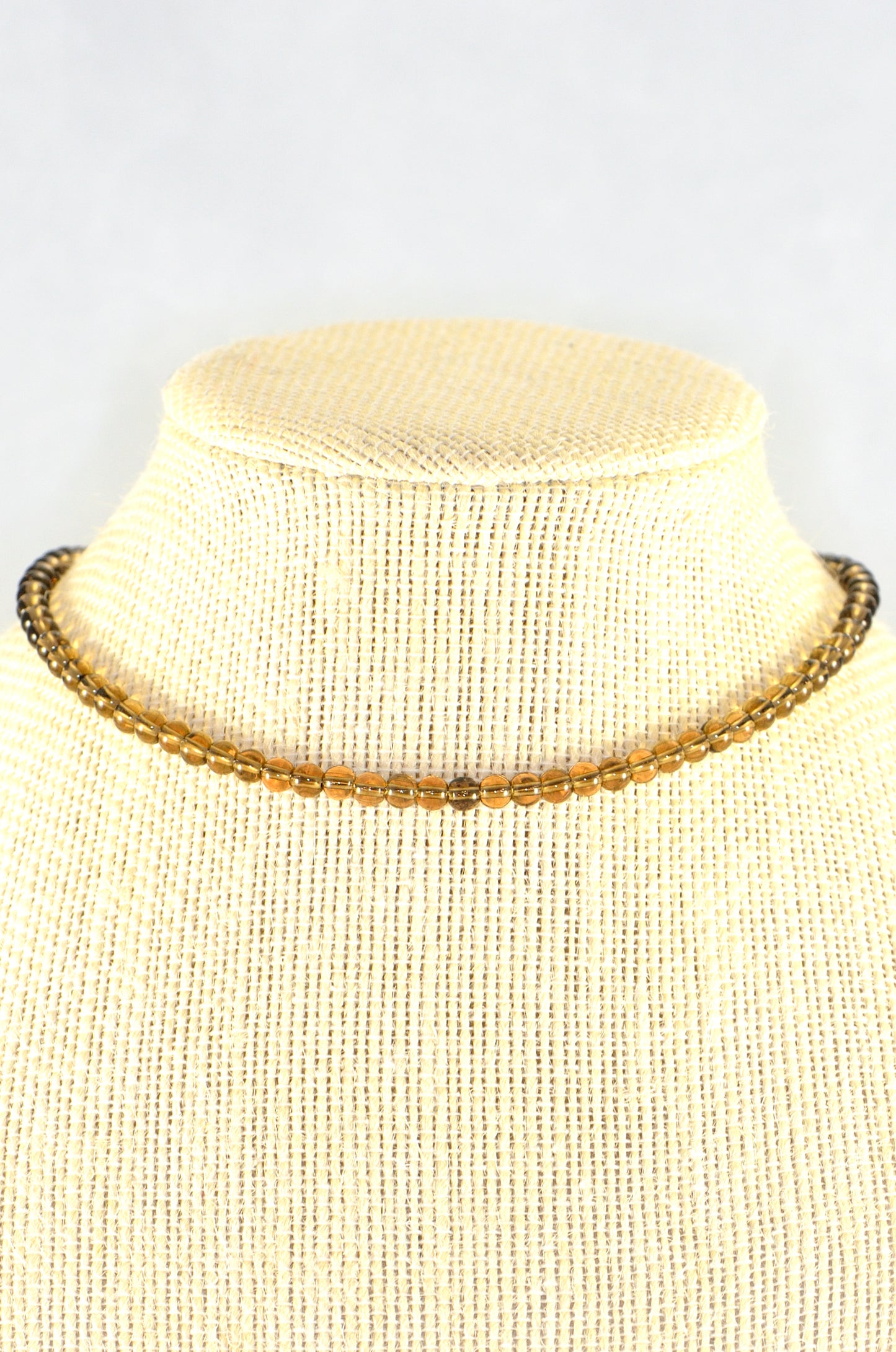 Close up of 4mm Smokey Quartz Crystal Choker Necklace.