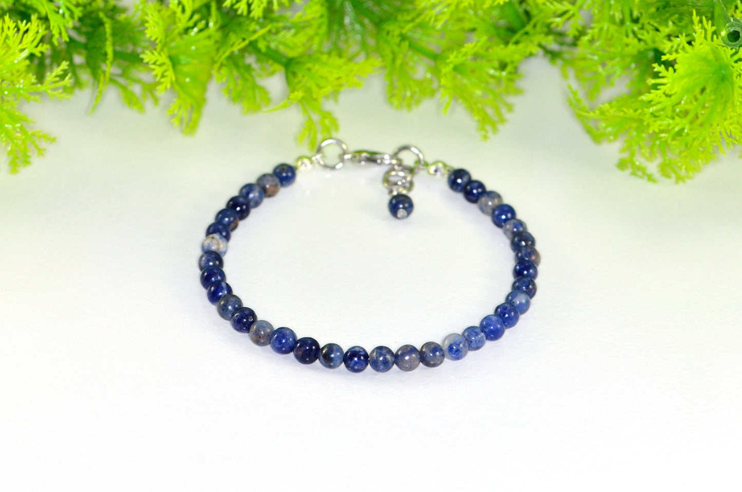 4mm Sodalite Bracelet with Clasp and a dangle.