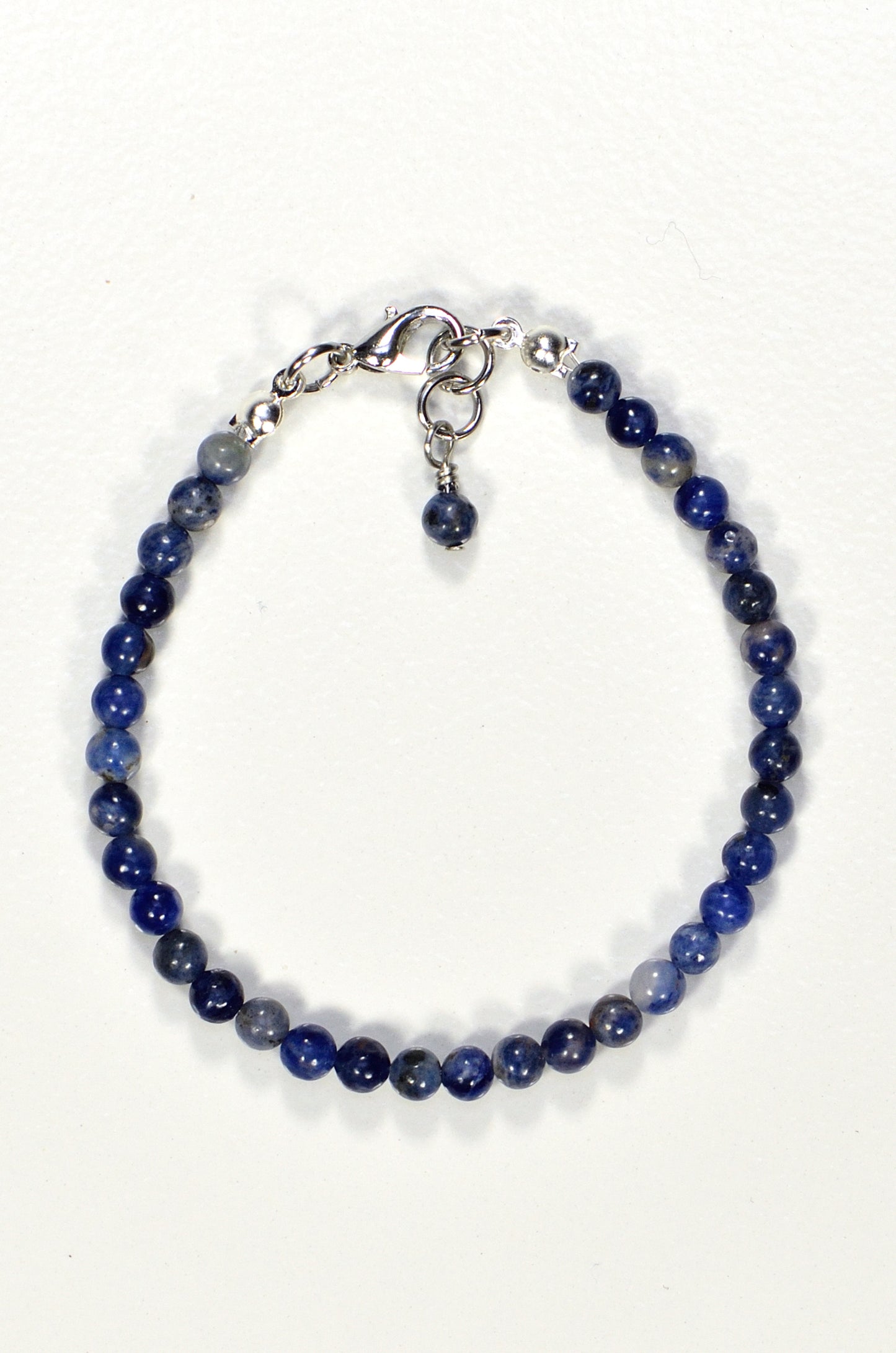 Top view of 4mm Sodalite Bracelet with Clasp.