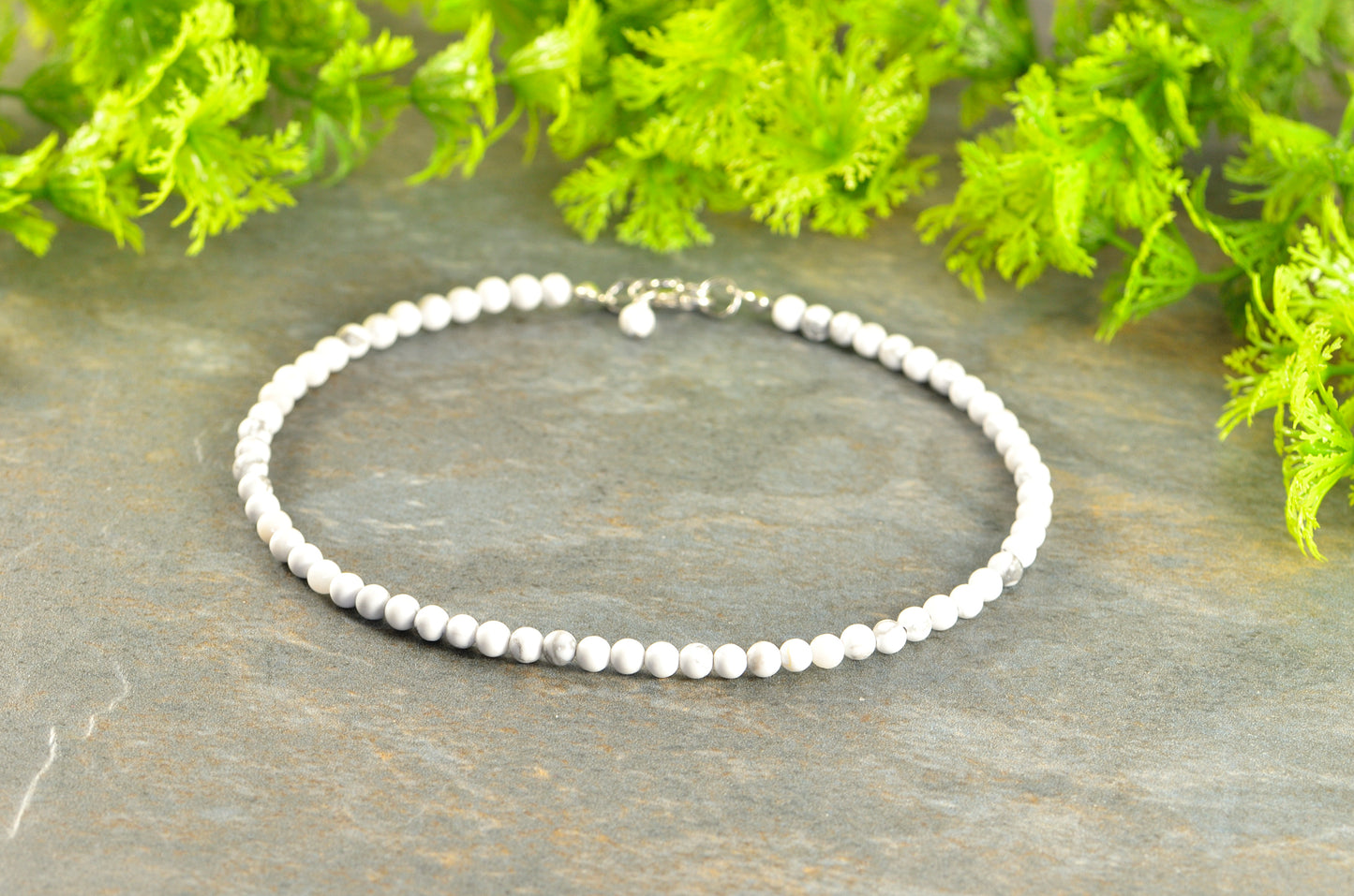 4mm White Howlite Choker Necklace for women.