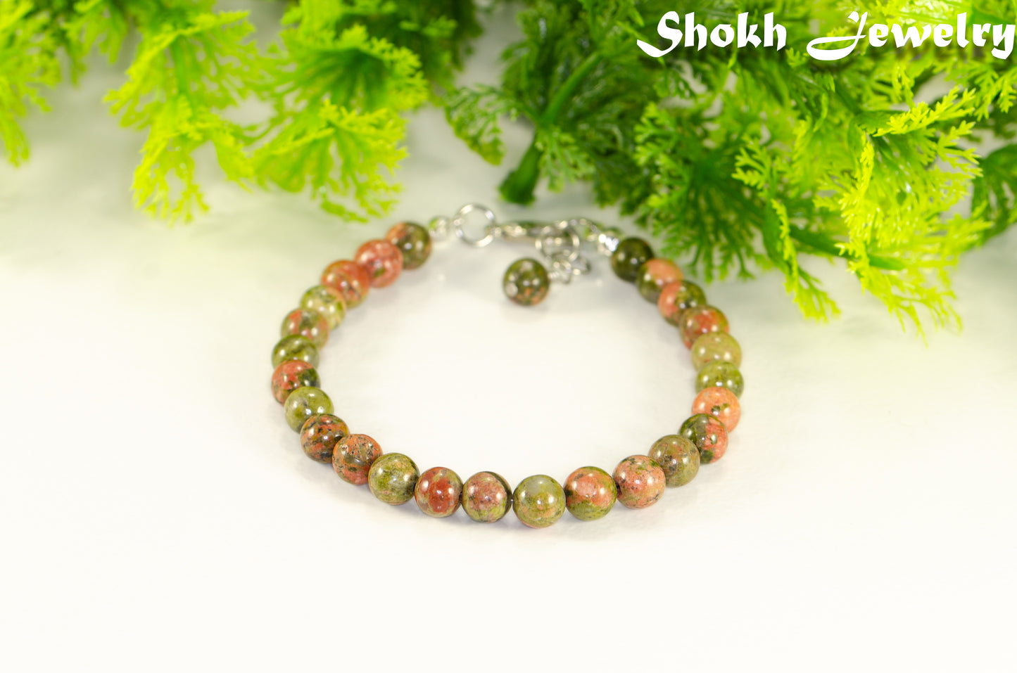6mm Unakite Jasper Beaded Anklet for women.
