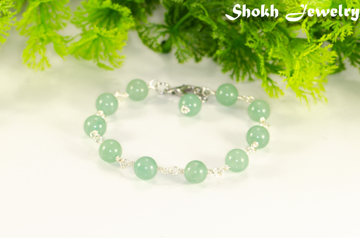 8mm Green Aventurine Link Anklet for women/men.