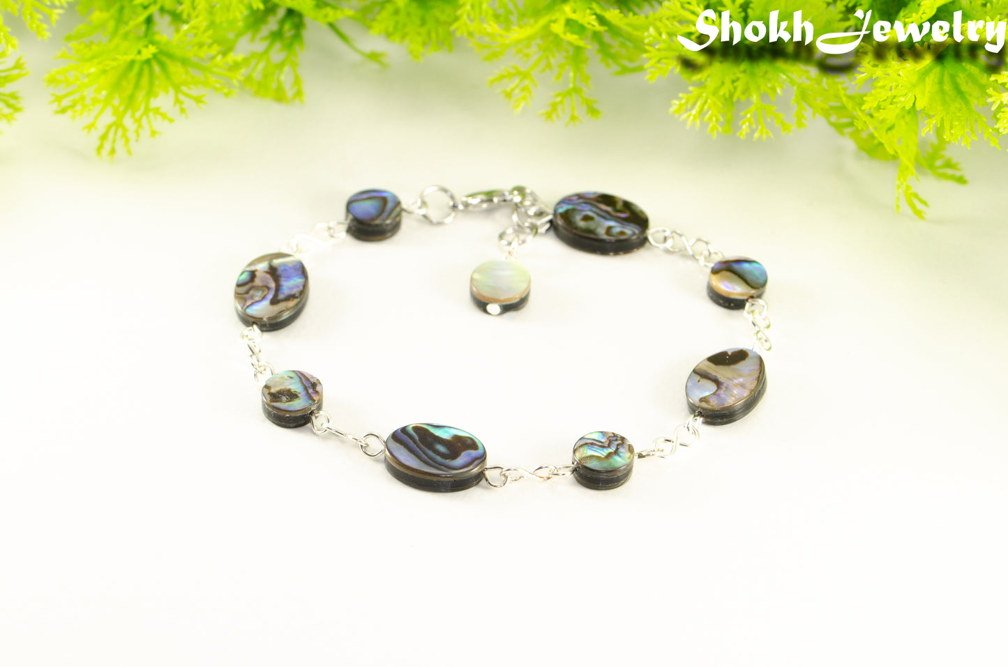 Natural Abalone Seashell Link Bracelet with clasp.