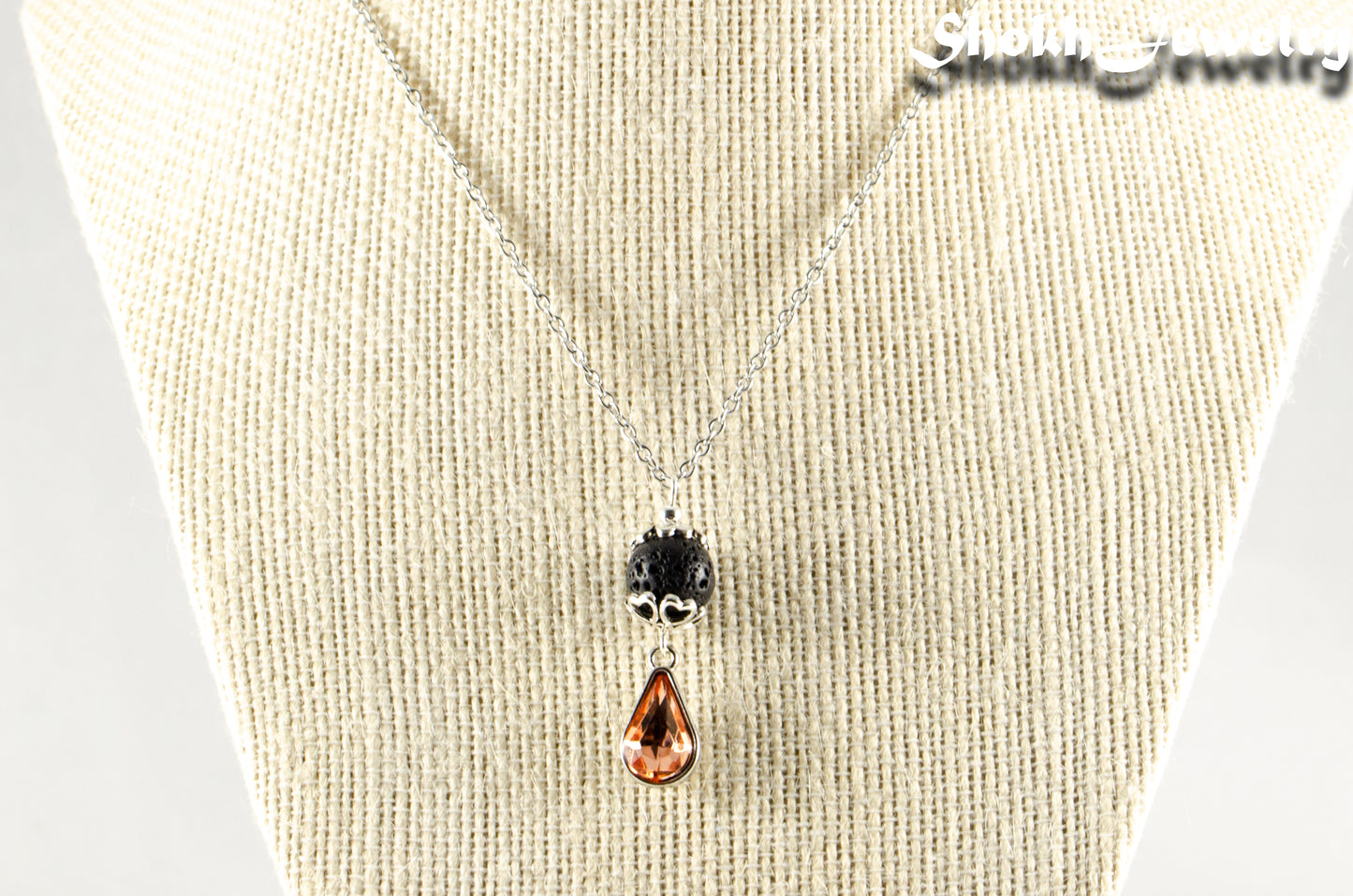 Lava Rock and Teardrop July Birthstone Choker Necklace displayed on a bust.