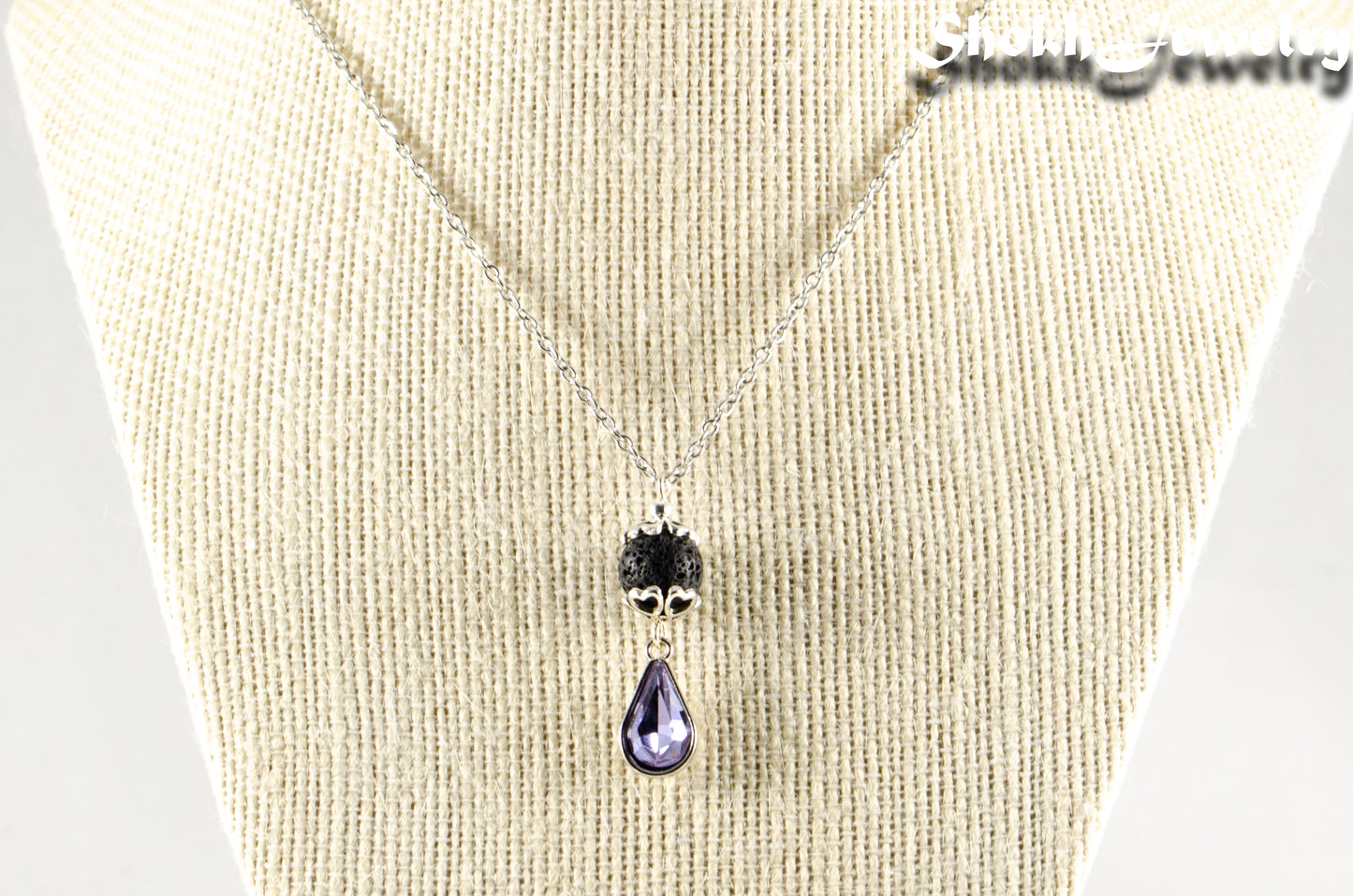 Lava Rock and Teardrop June Birthstone Choker Necklace displayed on a bust.
