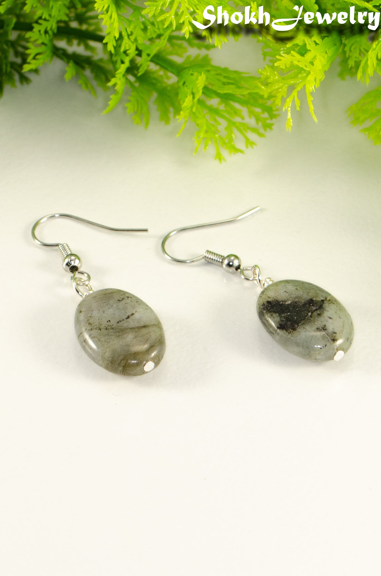 Natural Labradorite Crystal Earrings.