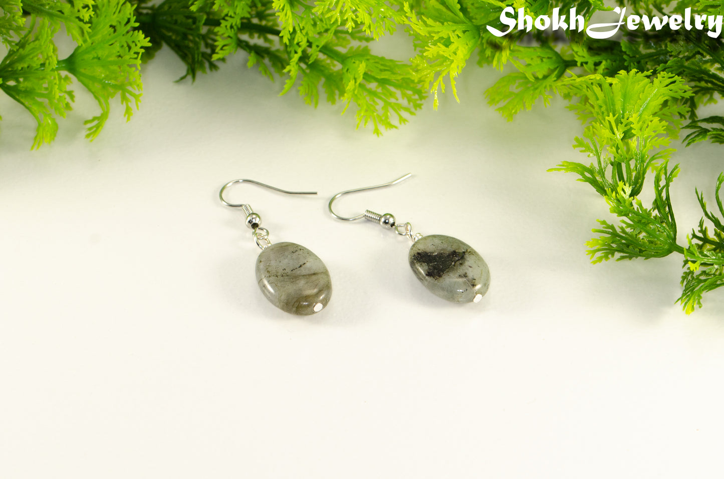 Natural Labradorite Crystal Earrings.