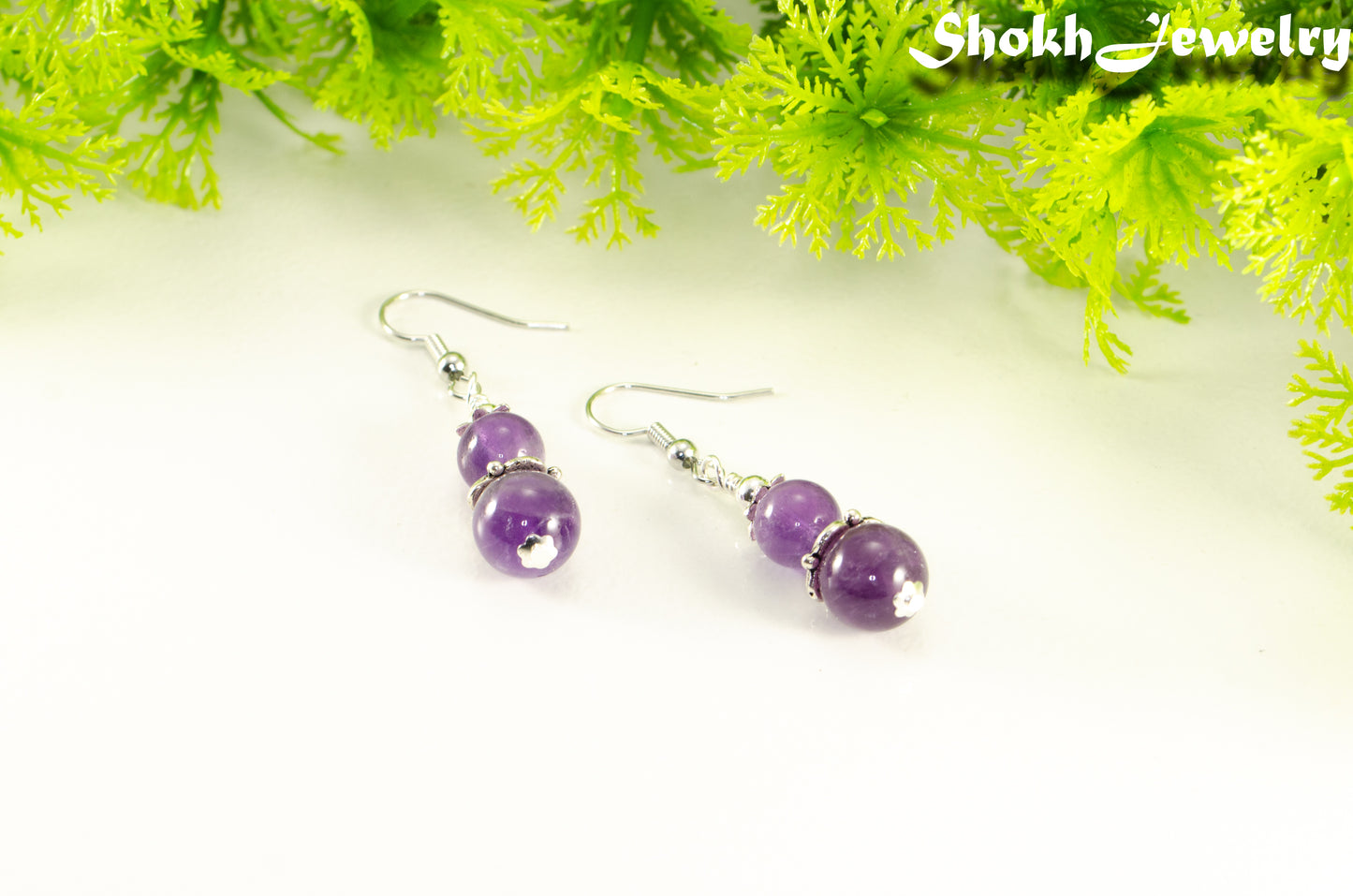 Natural Amethyst Dangle Earrings for women.