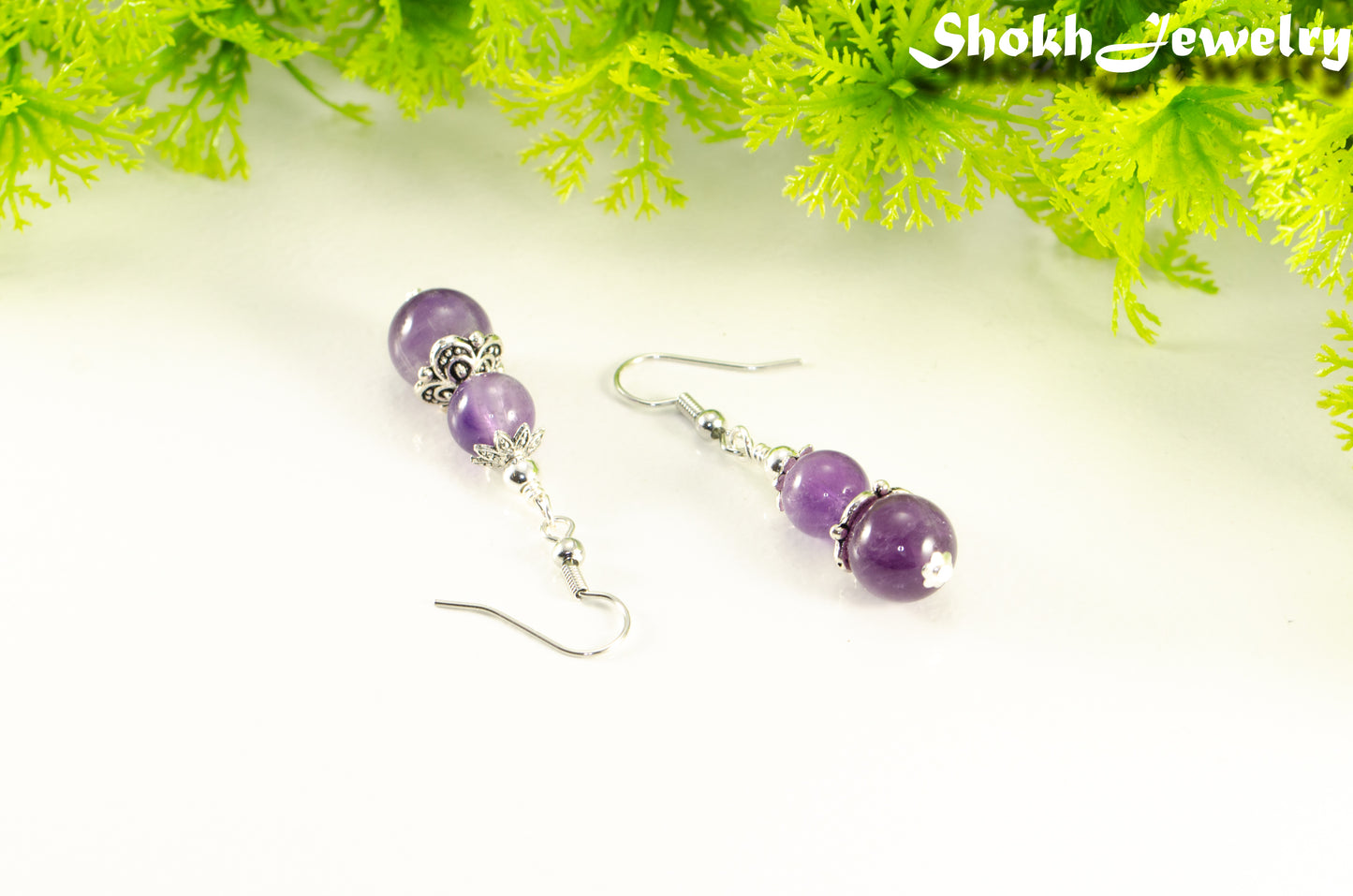 Natural Amethyst Dangle Earrings.