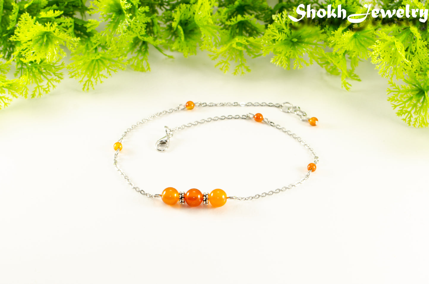 Natural Carnelian and Chain Choker Necklace for women.