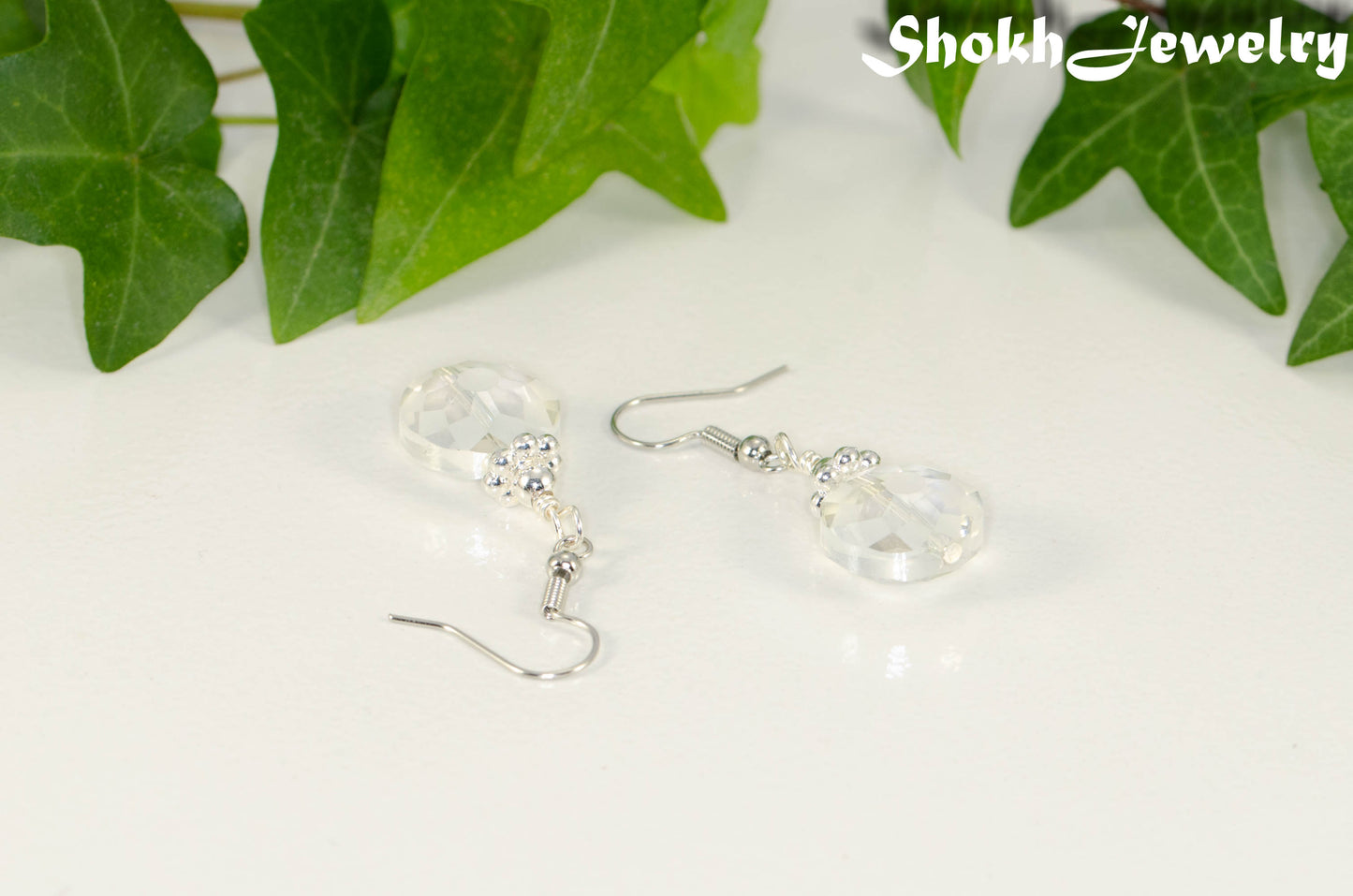 Frosted Glass Crystal Beads Earrings.