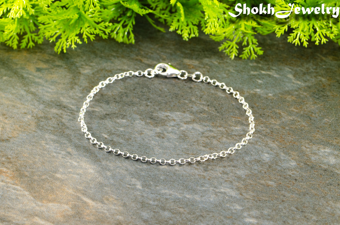 2.5mm Silver Plated Dainty Chain Bracelet with clasp.