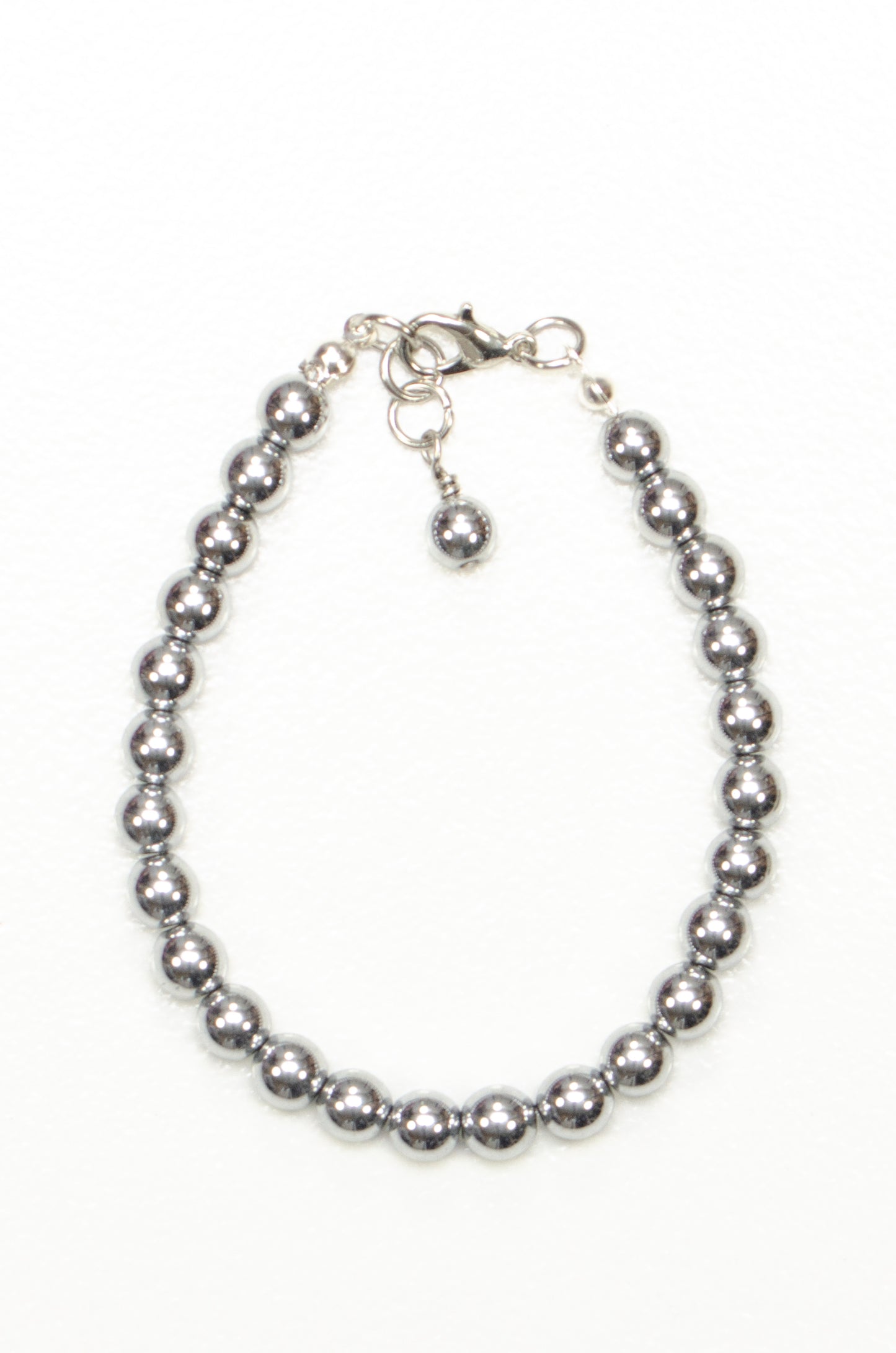 6mm Silver Hematite Stone Bracelet with Clasp