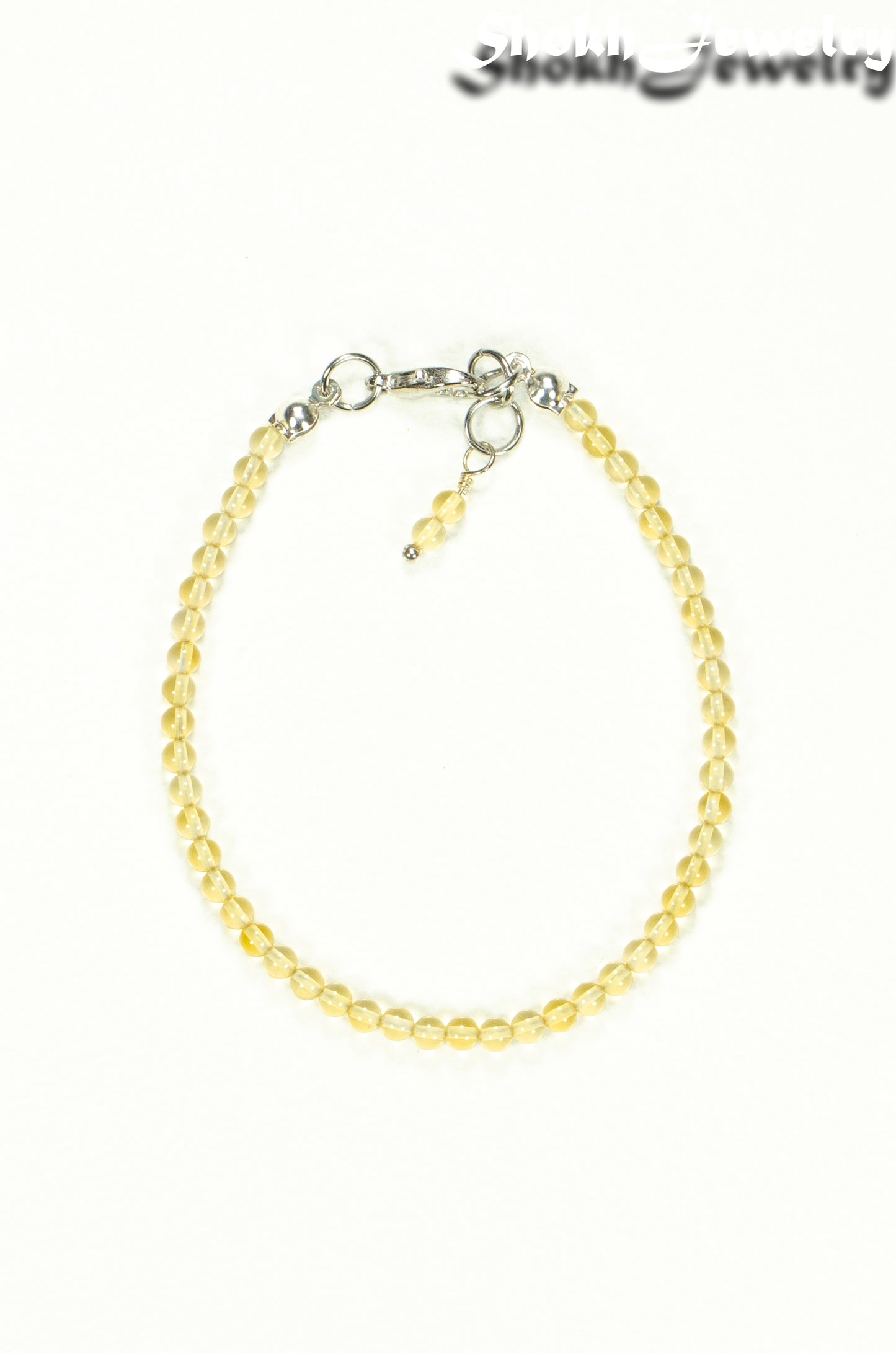 Top view of Dainty Citrine Bracelet with Clasp.