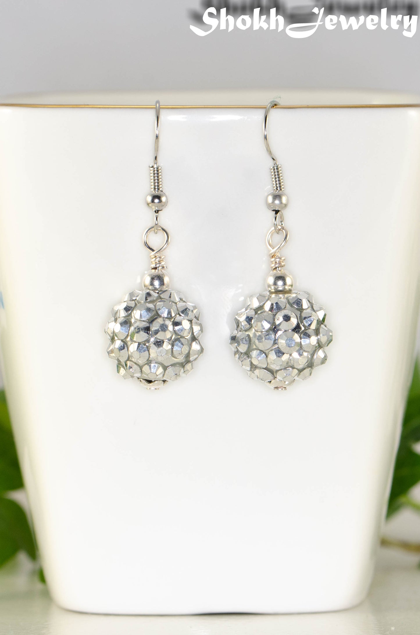 14mm Rhinestone Disco Ball Earrings.