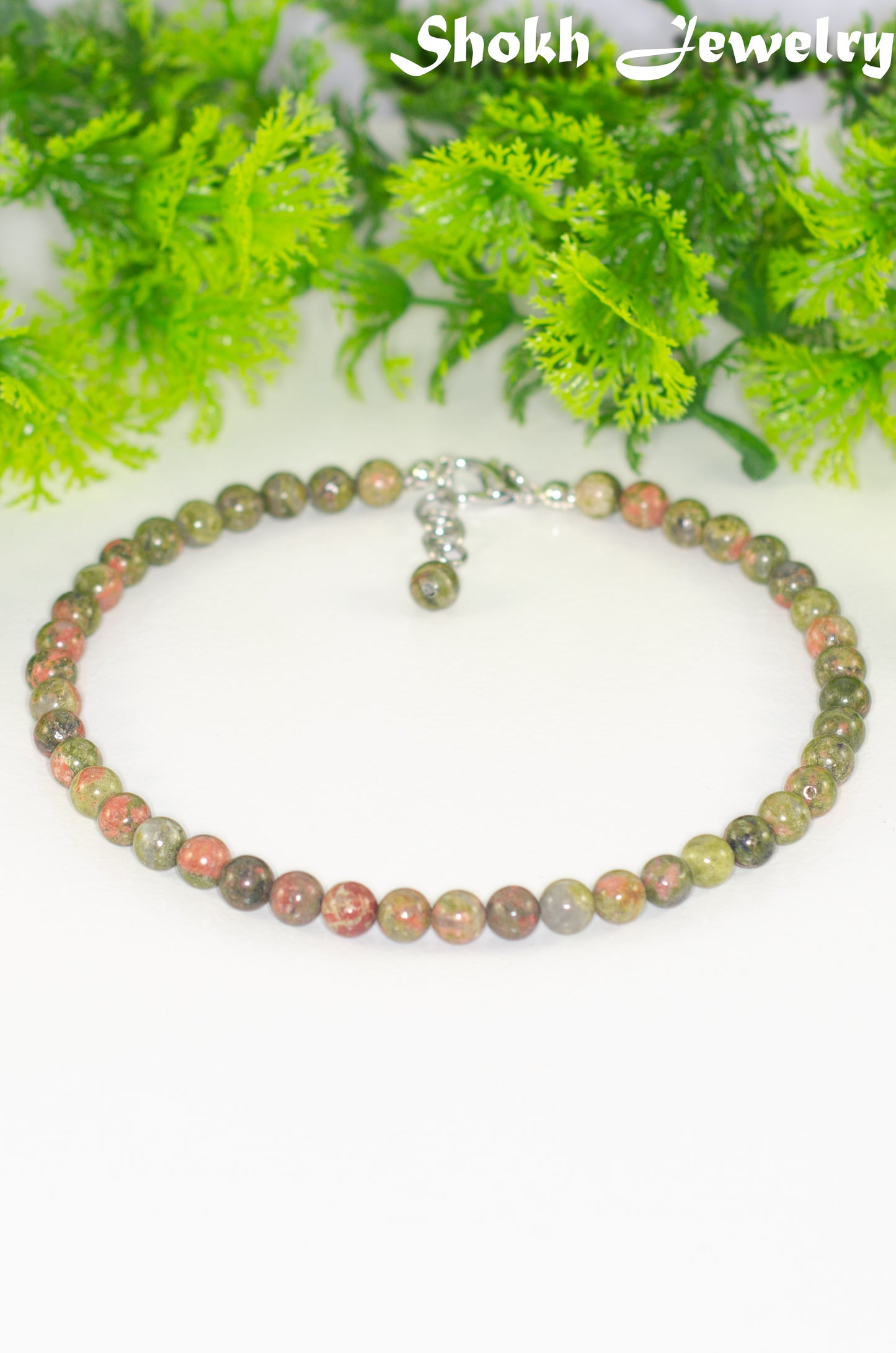 6mm Natural Unakite Choker Necklace