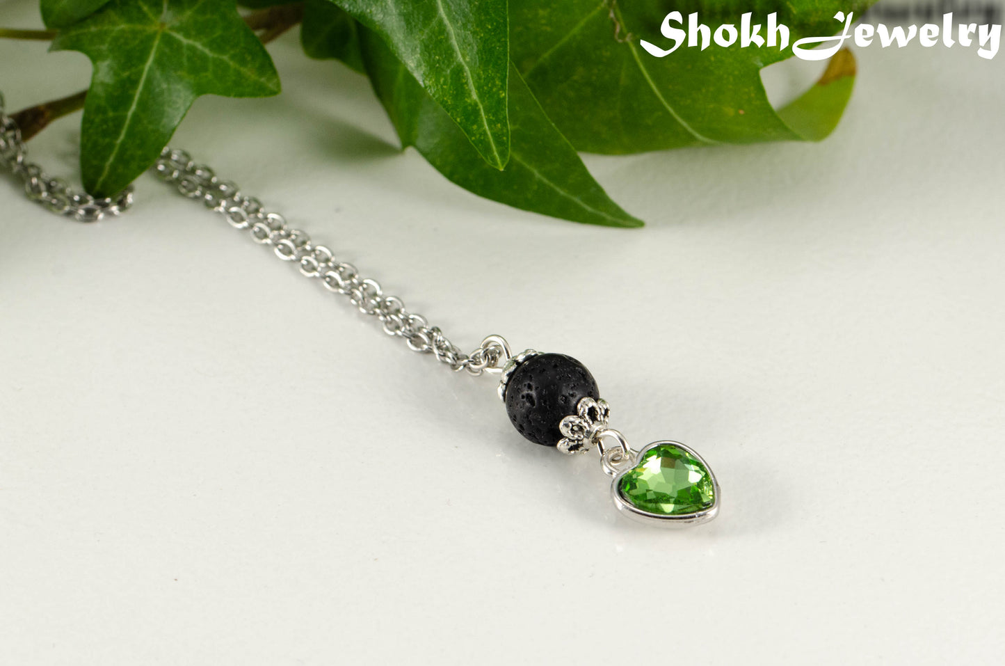 Lava Rock and Heart Shaped August Birthstone Choker Necklace.