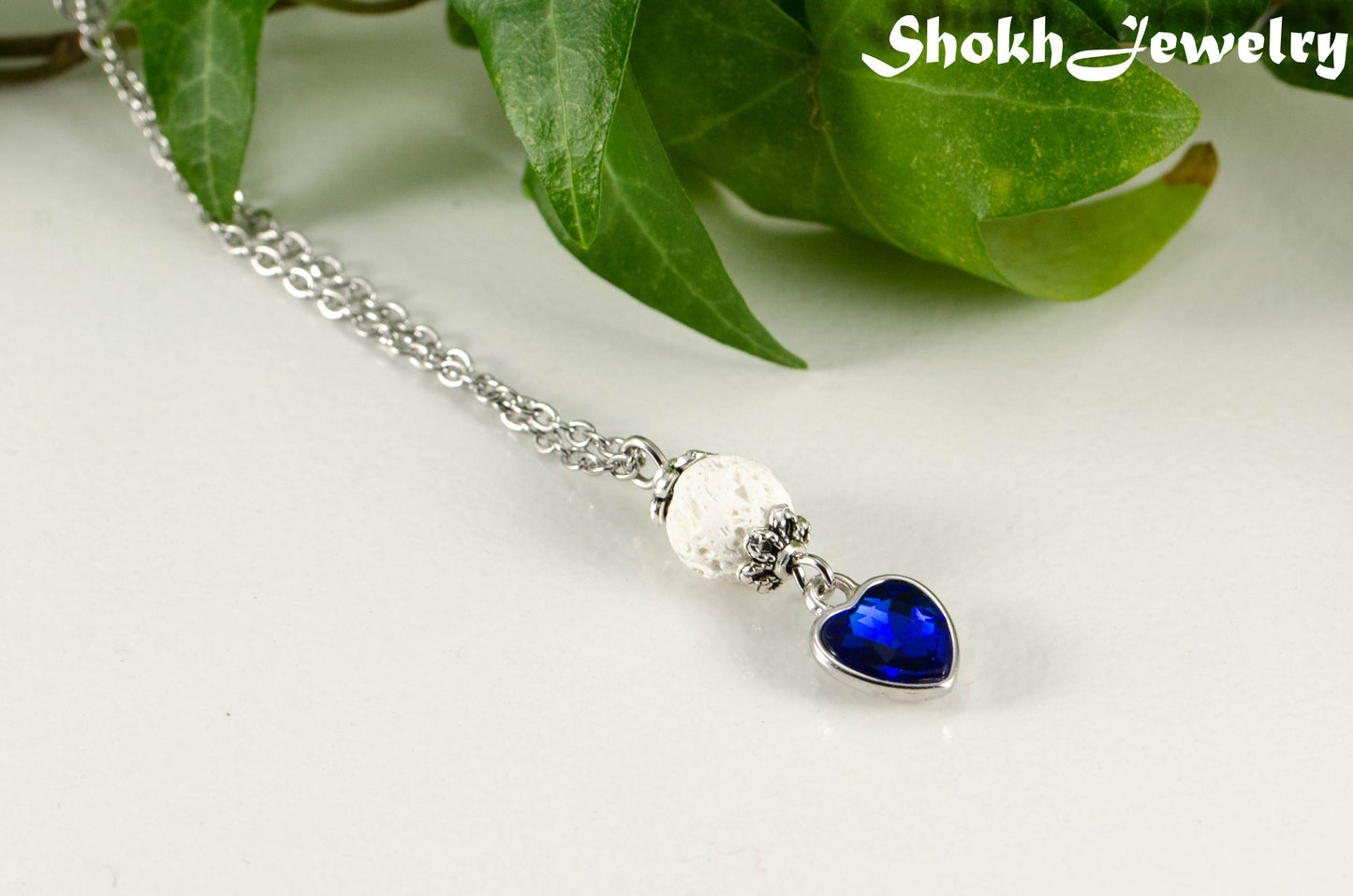 Lava Rock and Heart Shaped September Birthstone Choker Necklace.