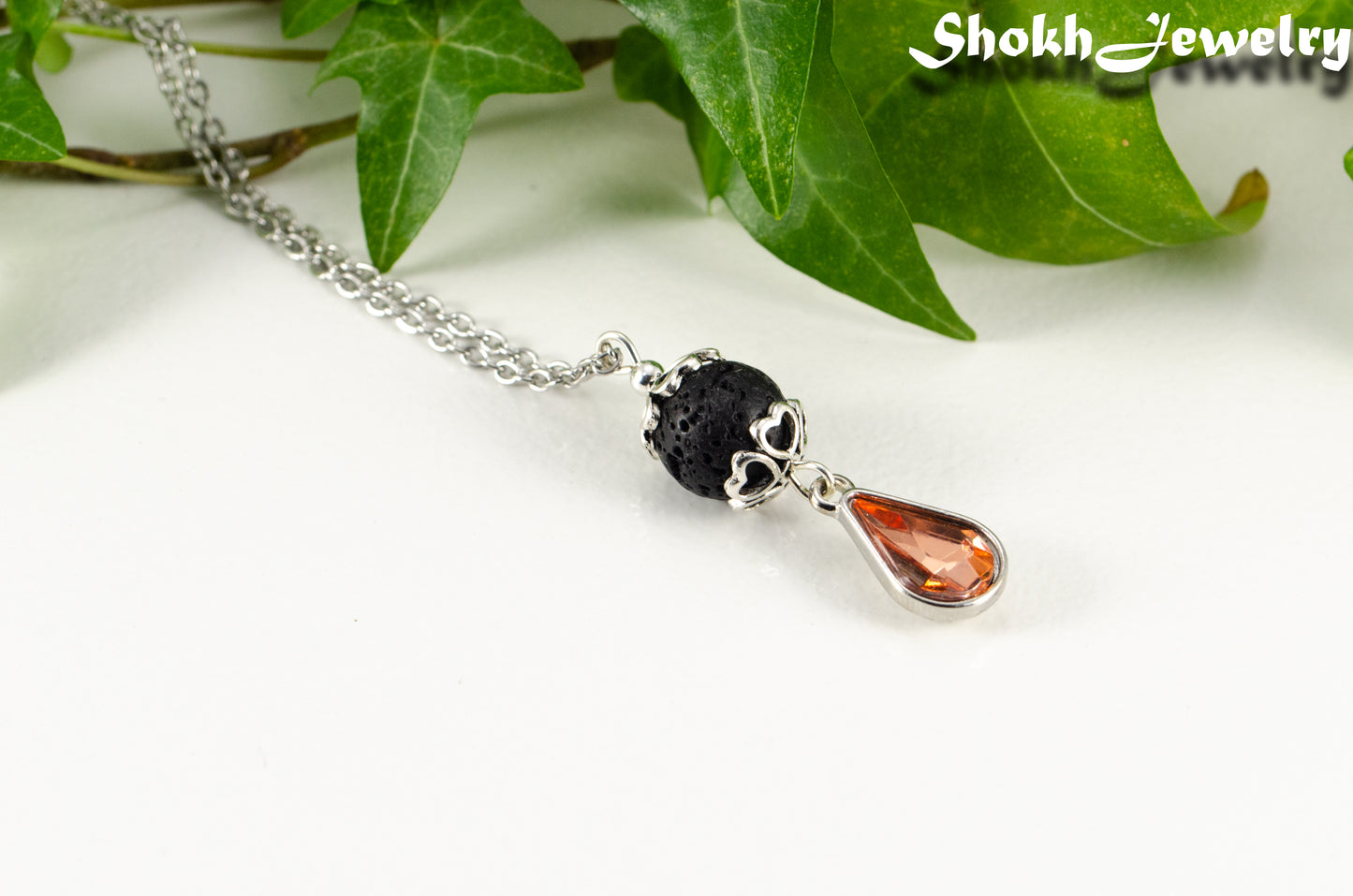Lava Rock and Teardrop July Birthstone Choker Necklace.