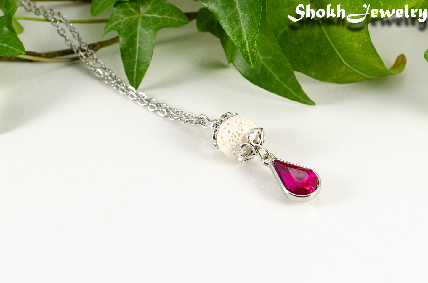 Lava Rock and Teardrop October Birthstone Choker Necklace.