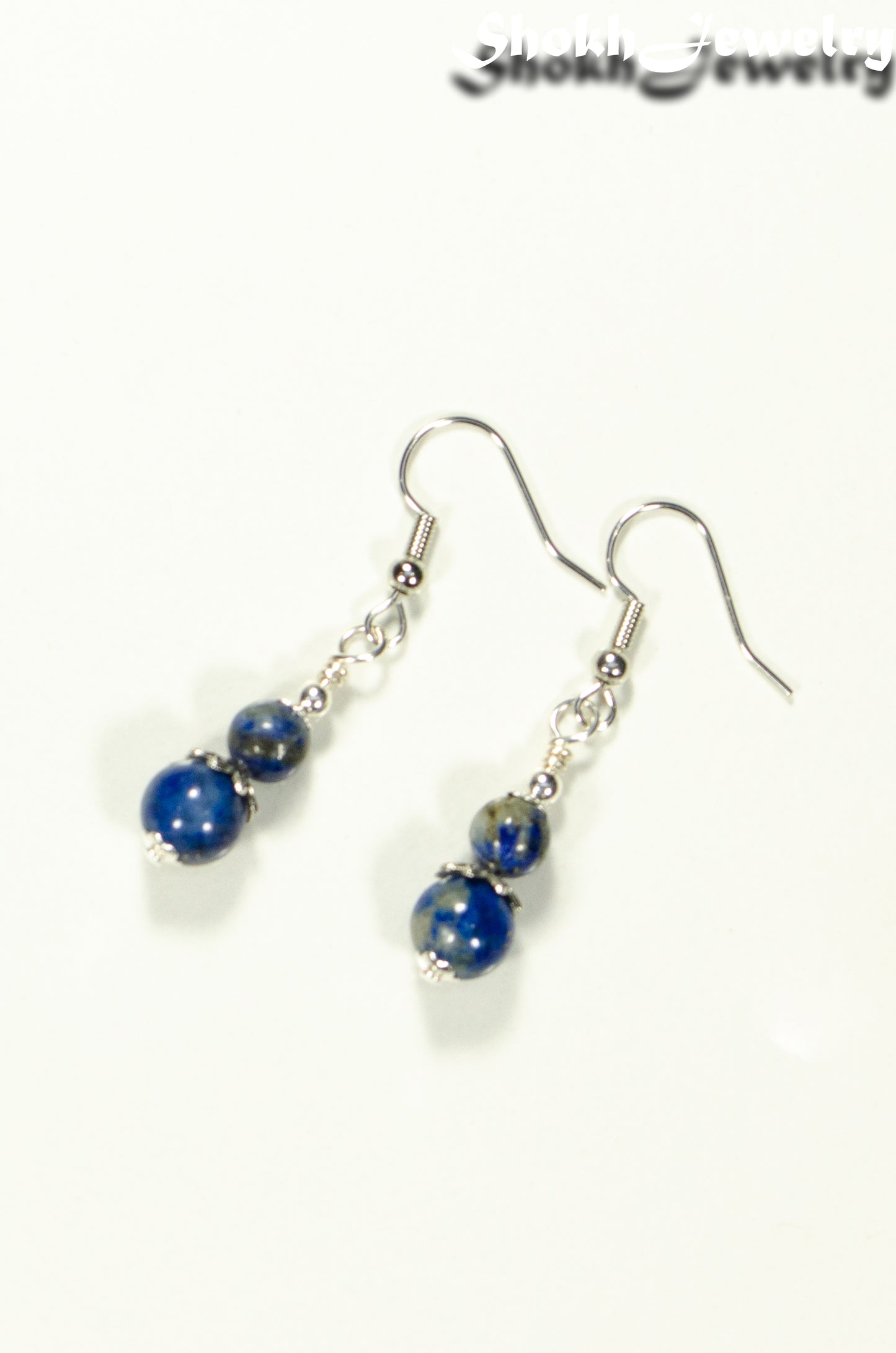 Top view of Small Lapis Lazuli Earrings.