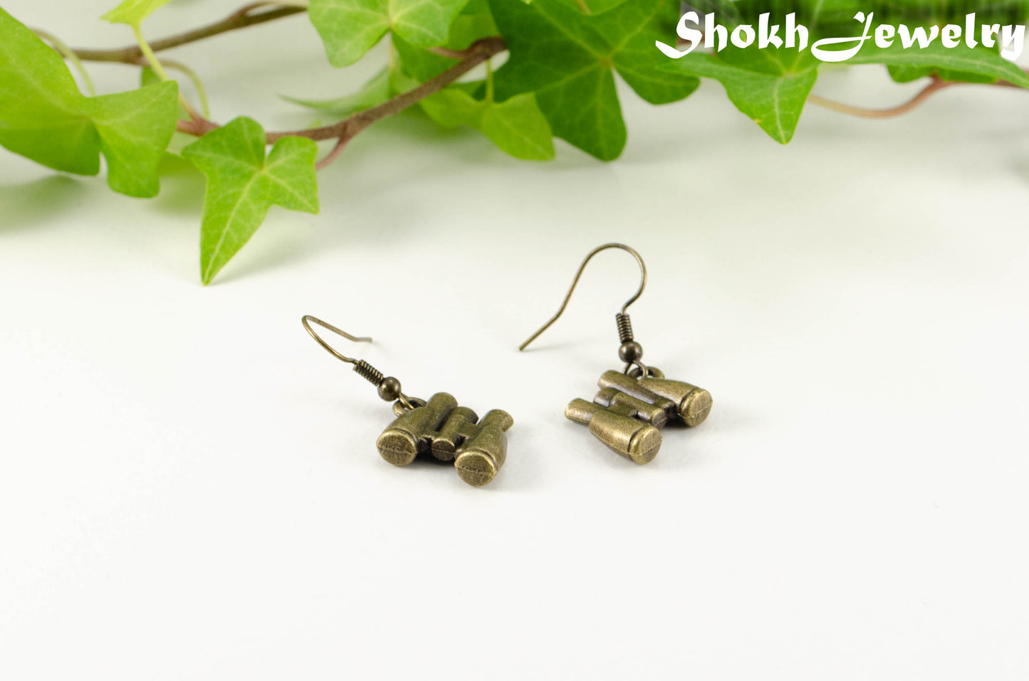 Antique Bronze Binocular Charm Earrings for women.