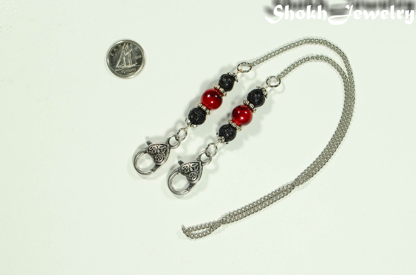 Gemstone and Lava Stone Eyeglass Chain, Aromatherapy Face Mask Lanyard