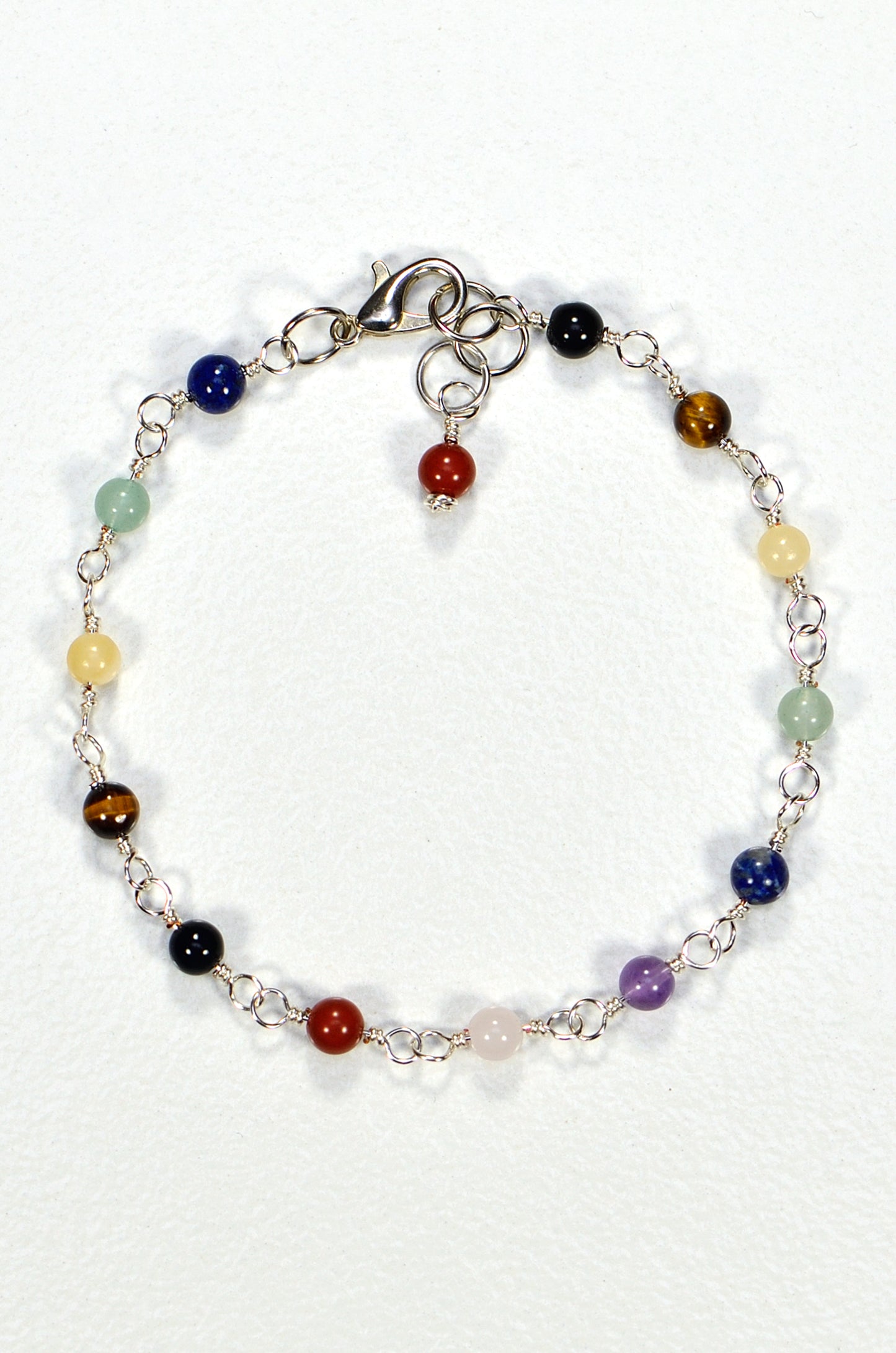 4mm Chakra Gemstone Link Anklet with Clasp
