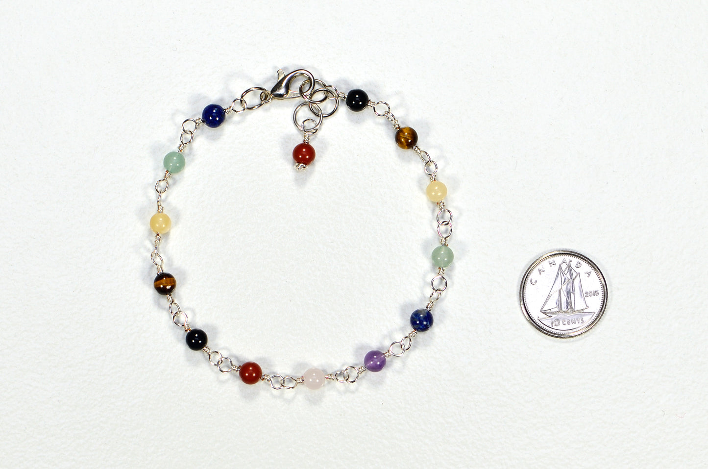 4mm Chakra Gemstone Link Anklet with Clasp