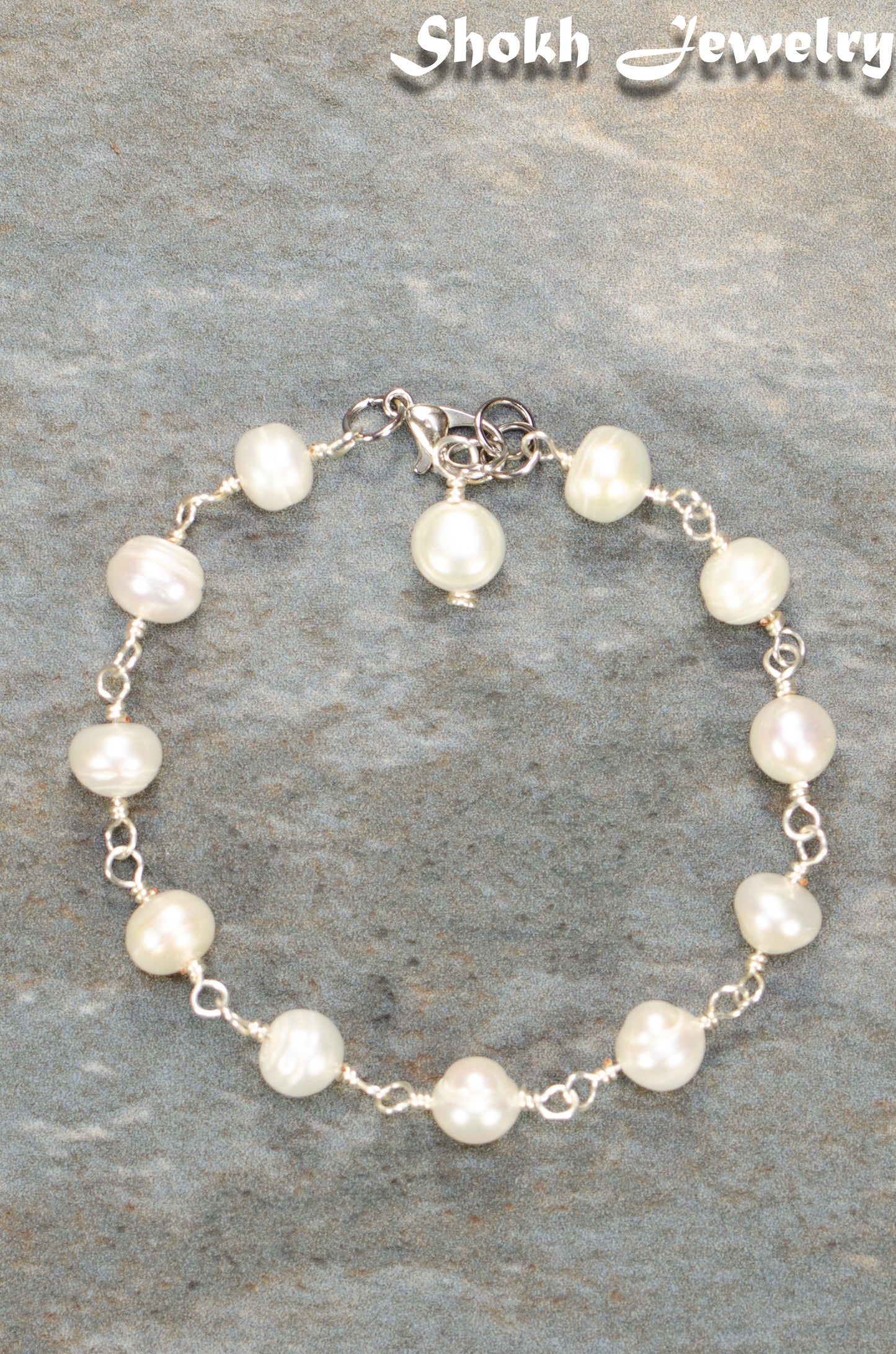 Handmade Freshwater Pearls Link Chain Bracelet