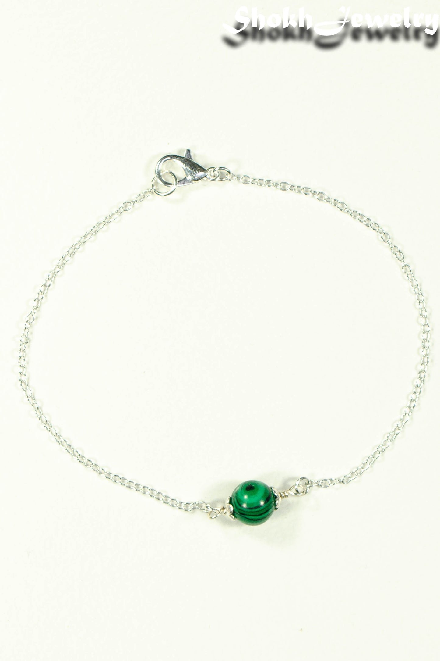 Top view of Minimal Malachite Bracelet.