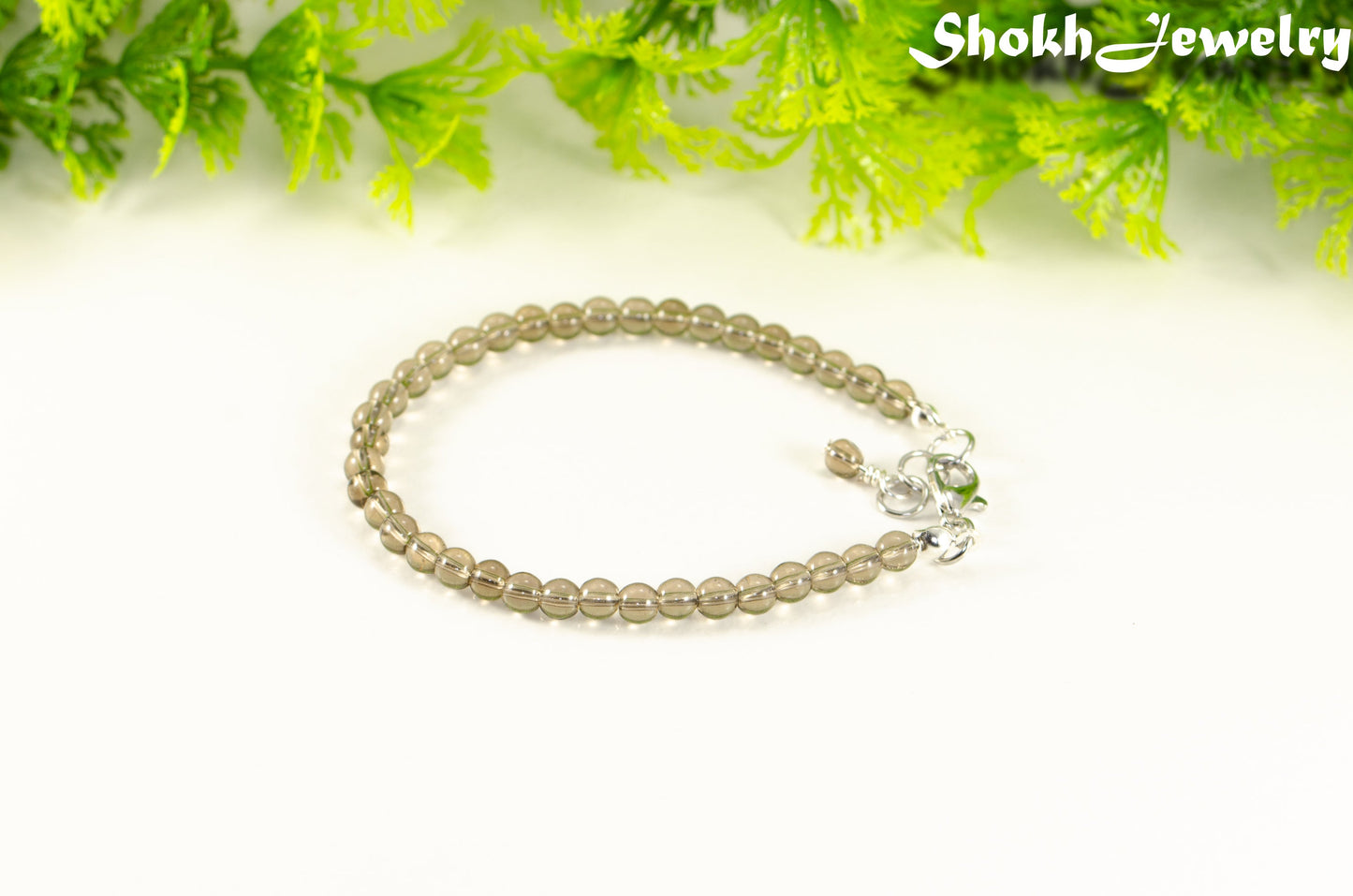 4mm Smoky Quartz anklet for women/men.