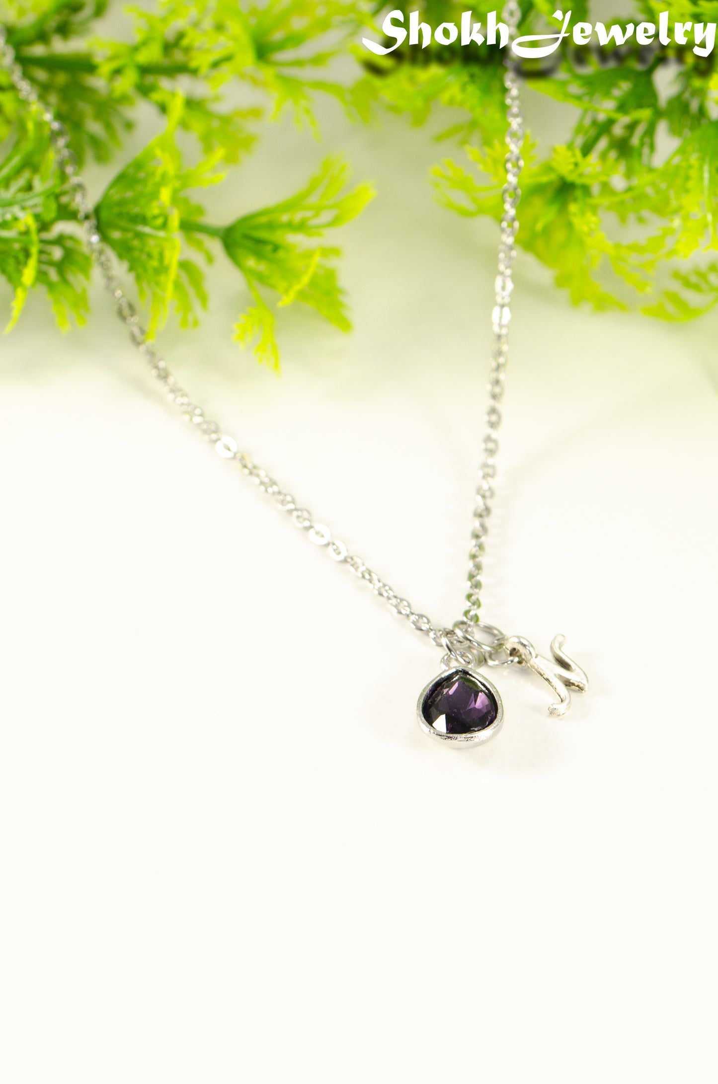 Small Personalized February Birthstone Choker Necklace.