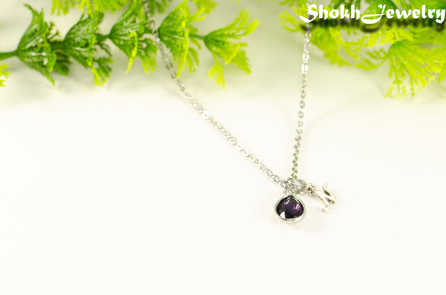 Small Personalized February Birthstone Choker Necklace.