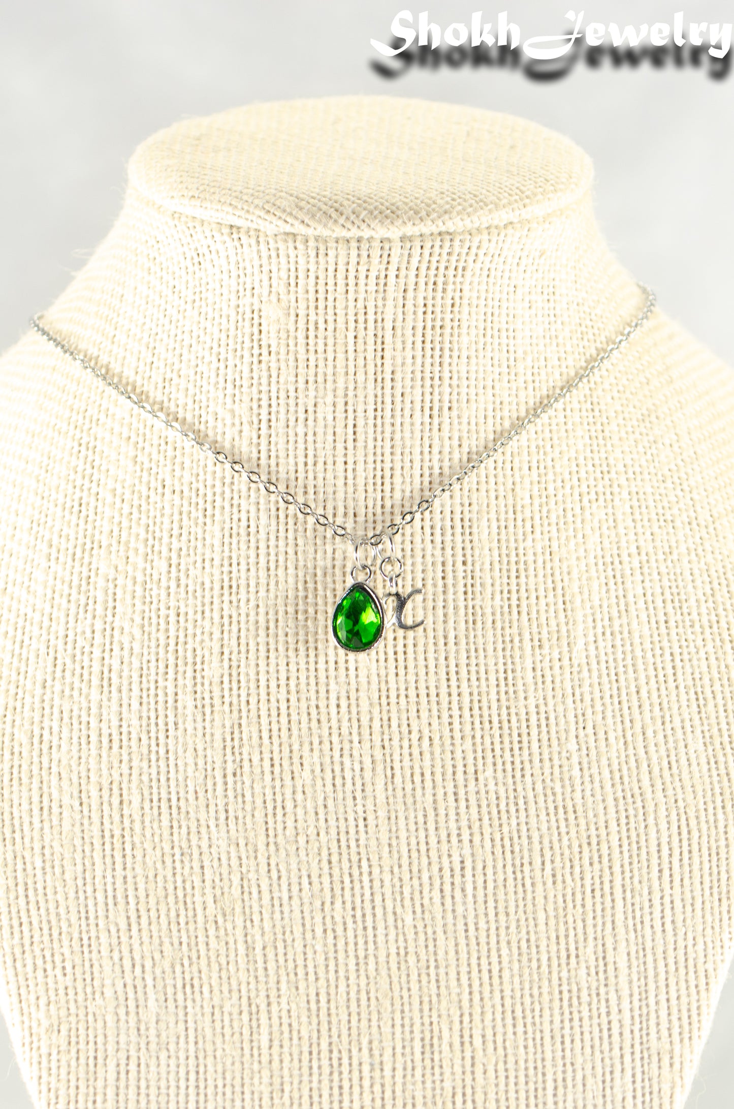 Small Personalized May Birthstone Choker Necklace.