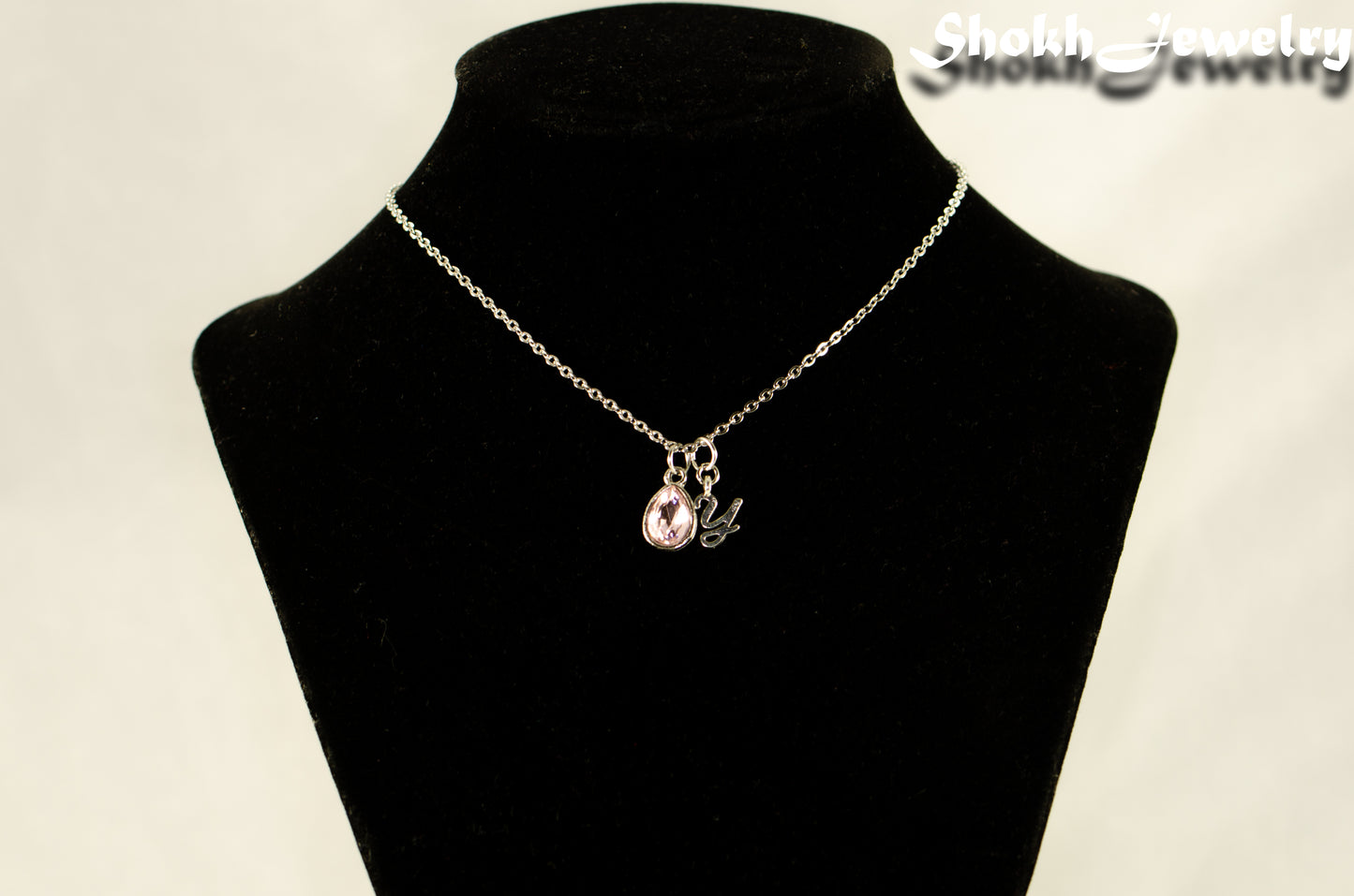 Small Personalized June Birthstone Choker Necklace displayed on a bust.