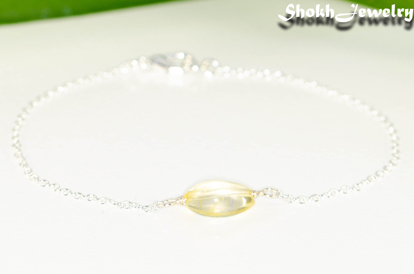 Close up of Minimal Citrine Bracelet.